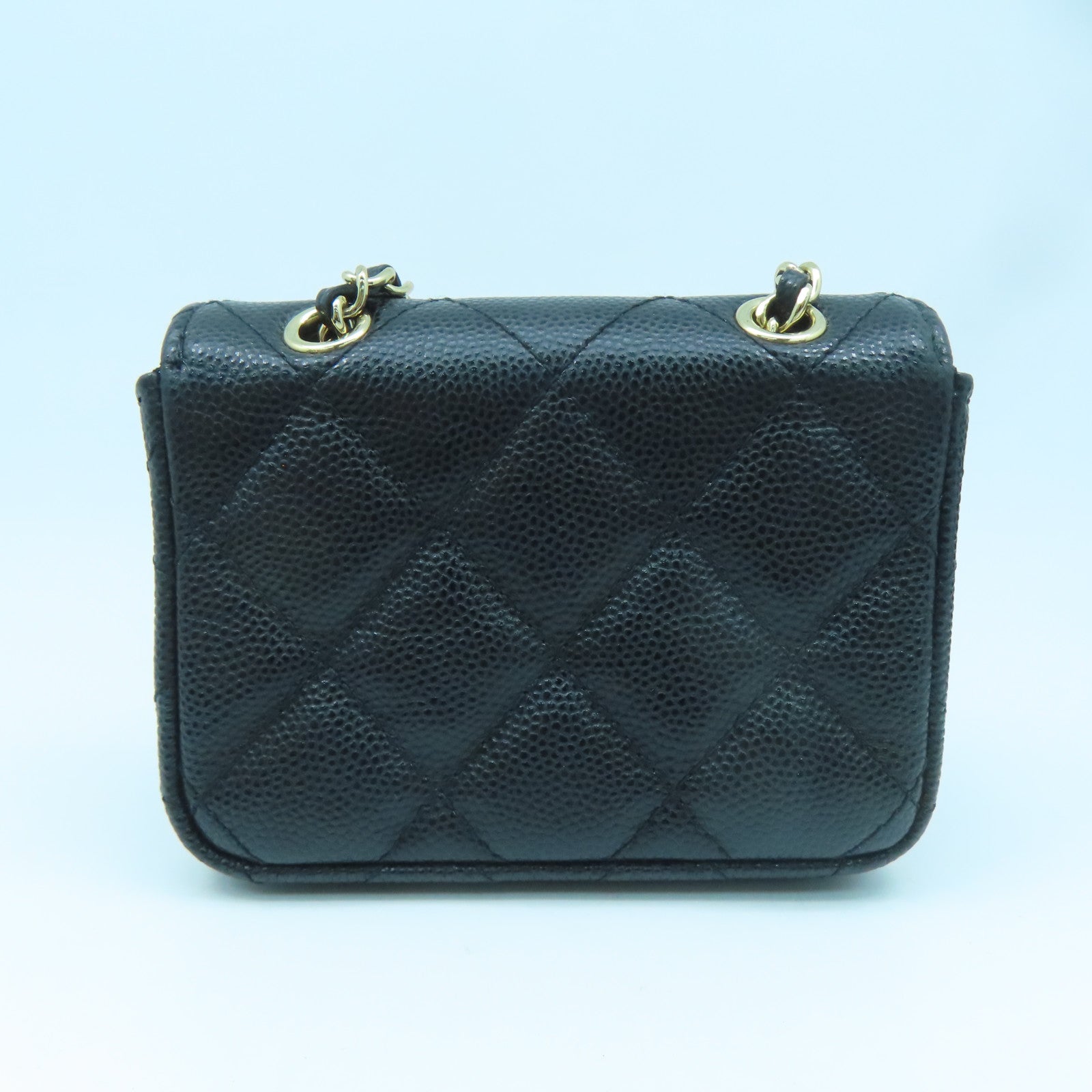 CHANEL diamond Caviar leather Waist Bag gold buckle pocket black
