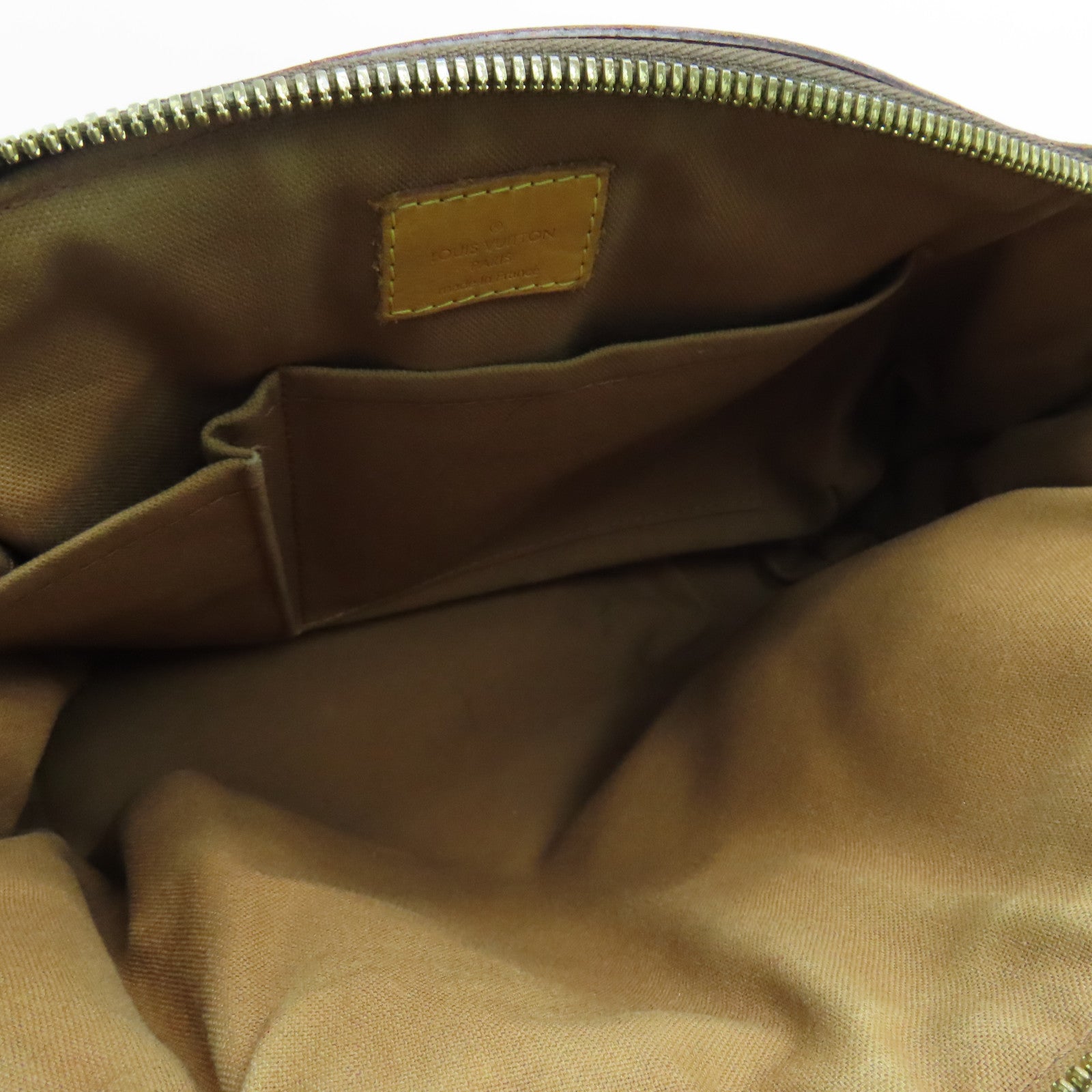 LOUIS VUITTON Monogram Tivoli PM Handle Bag Gold Buckle Brown