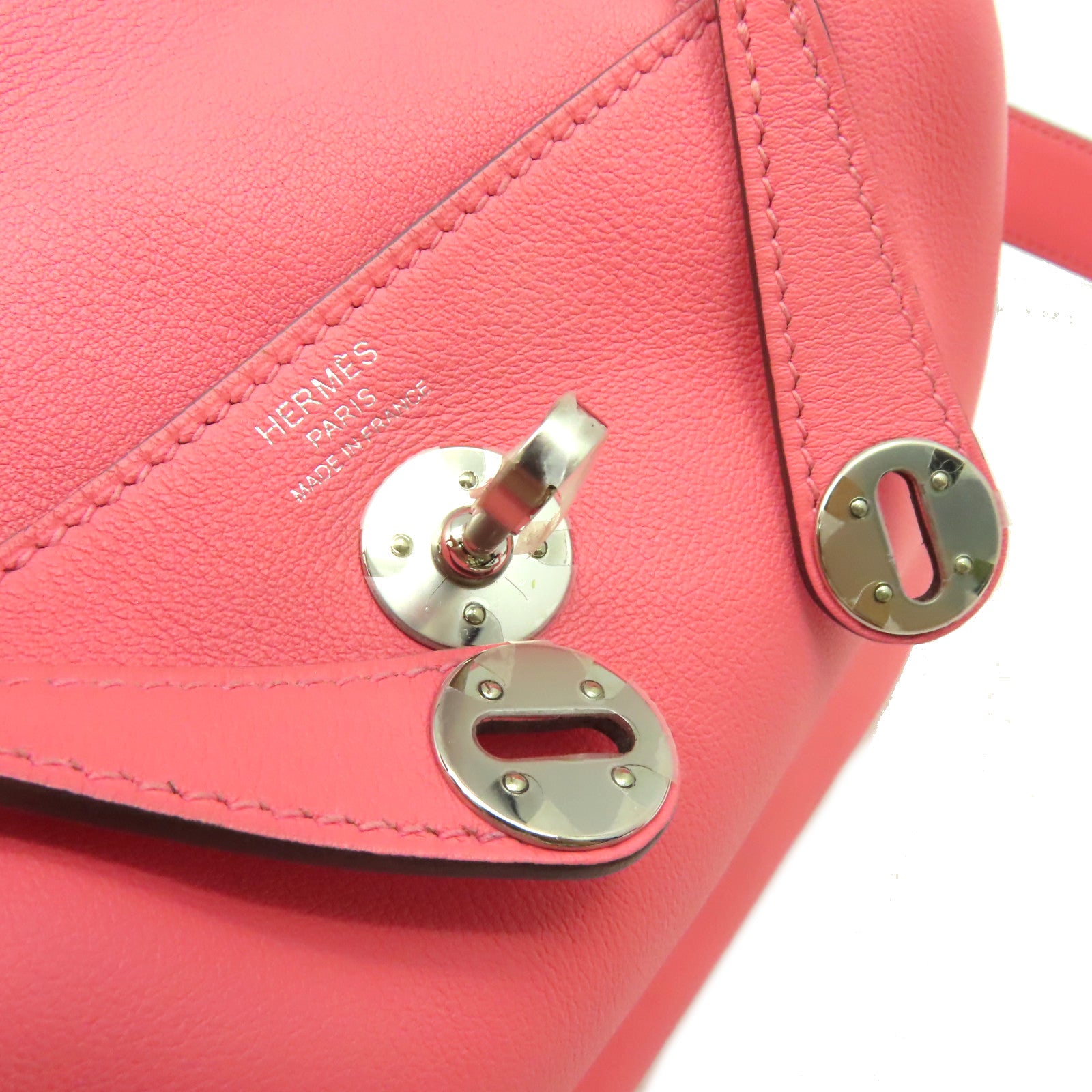 HERMES Swift皮革Mini Lindy Shoulder Bag銀扣手挽肩背兩用袋Rose D'ete夏日玫瑰粉色
