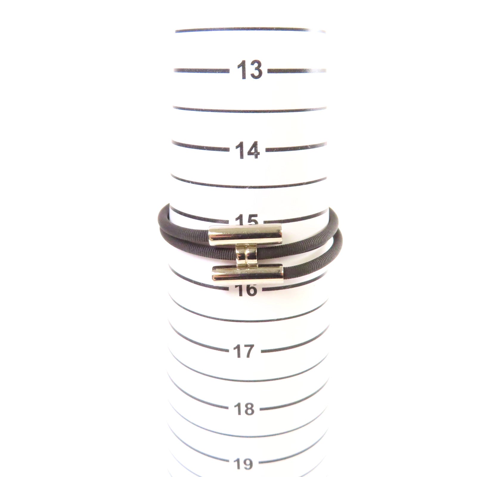HERMES 金屬/帆布Tournis Tresse Bracelet銀扣手鏈