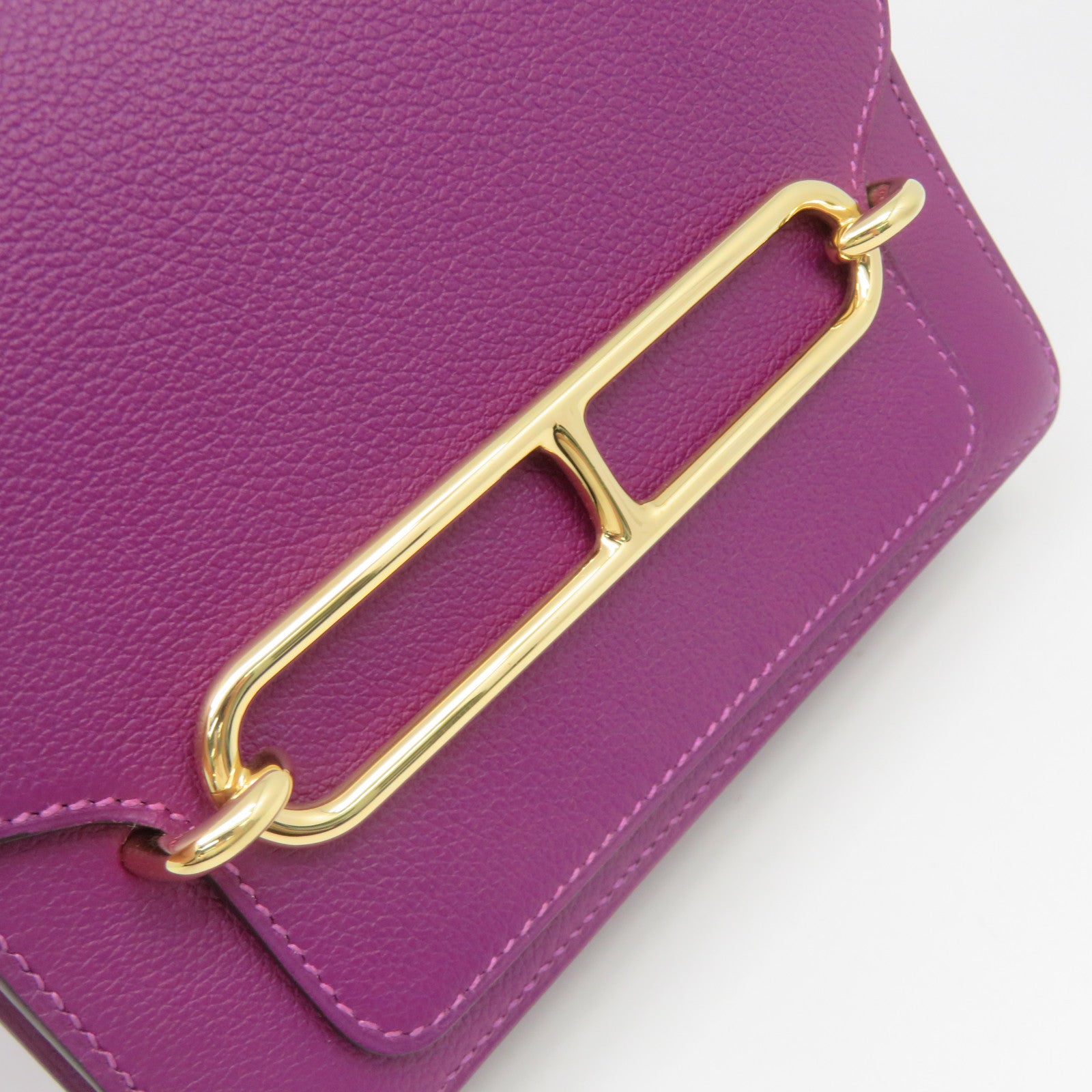 HERMES Ecercolor皮革Mini Roulis Shoulder Bag金扣肩背袋紫色