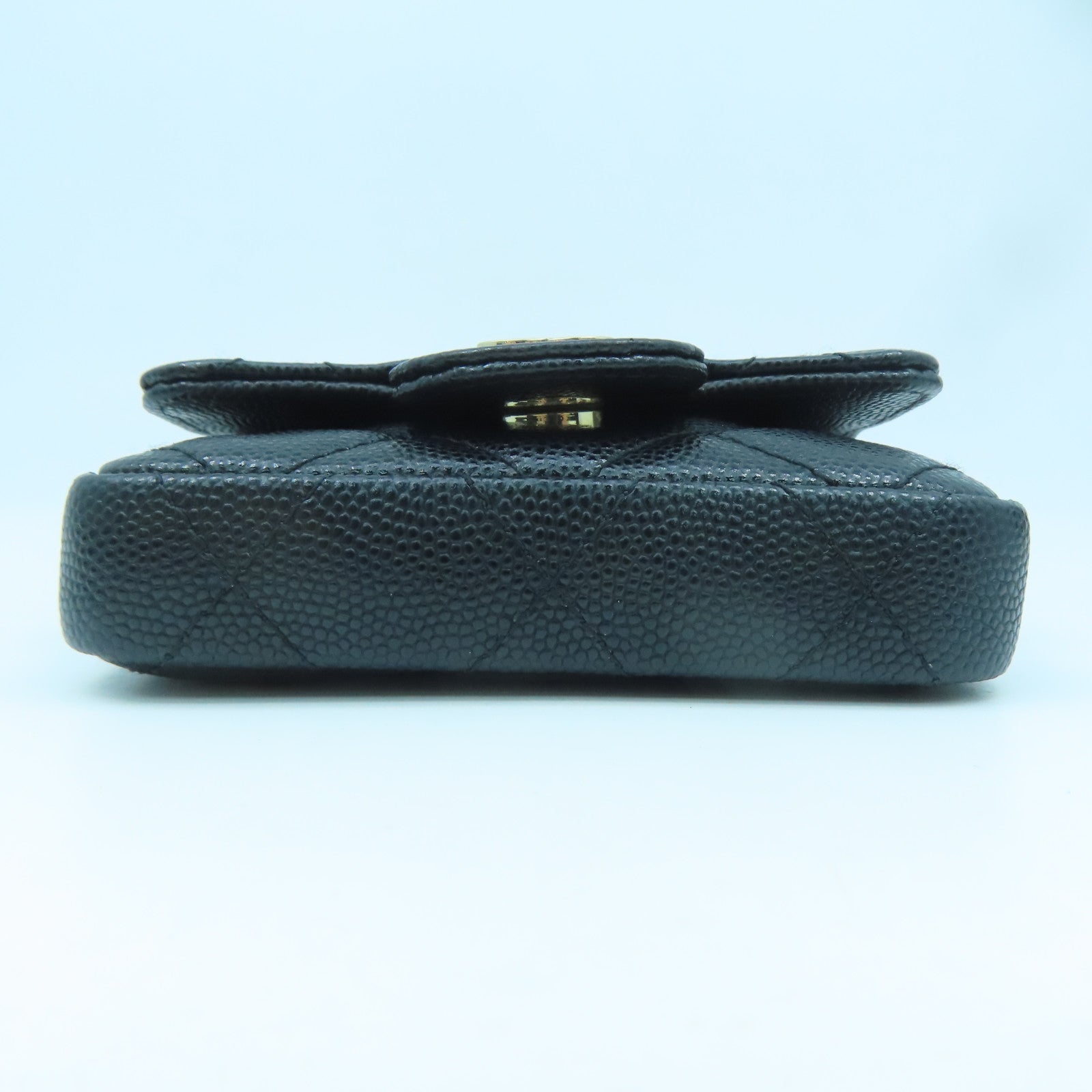 CHANEL diamond Caviar leather Waist Bag gold buckle pocket black