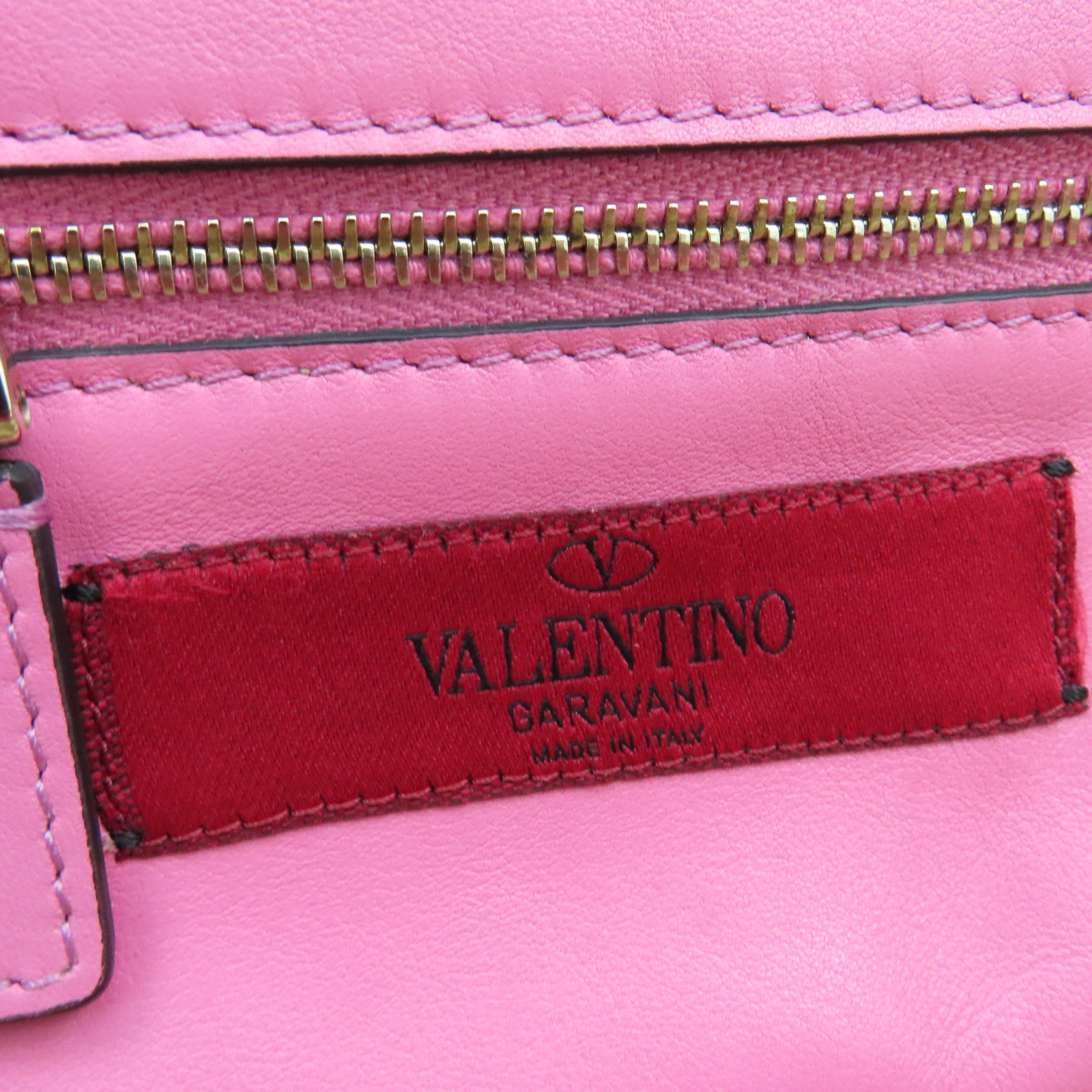 Valentino 【激減優惠】牛皮皮革2Way Shoulder金扣手挽肩背兩用袋粉紅色