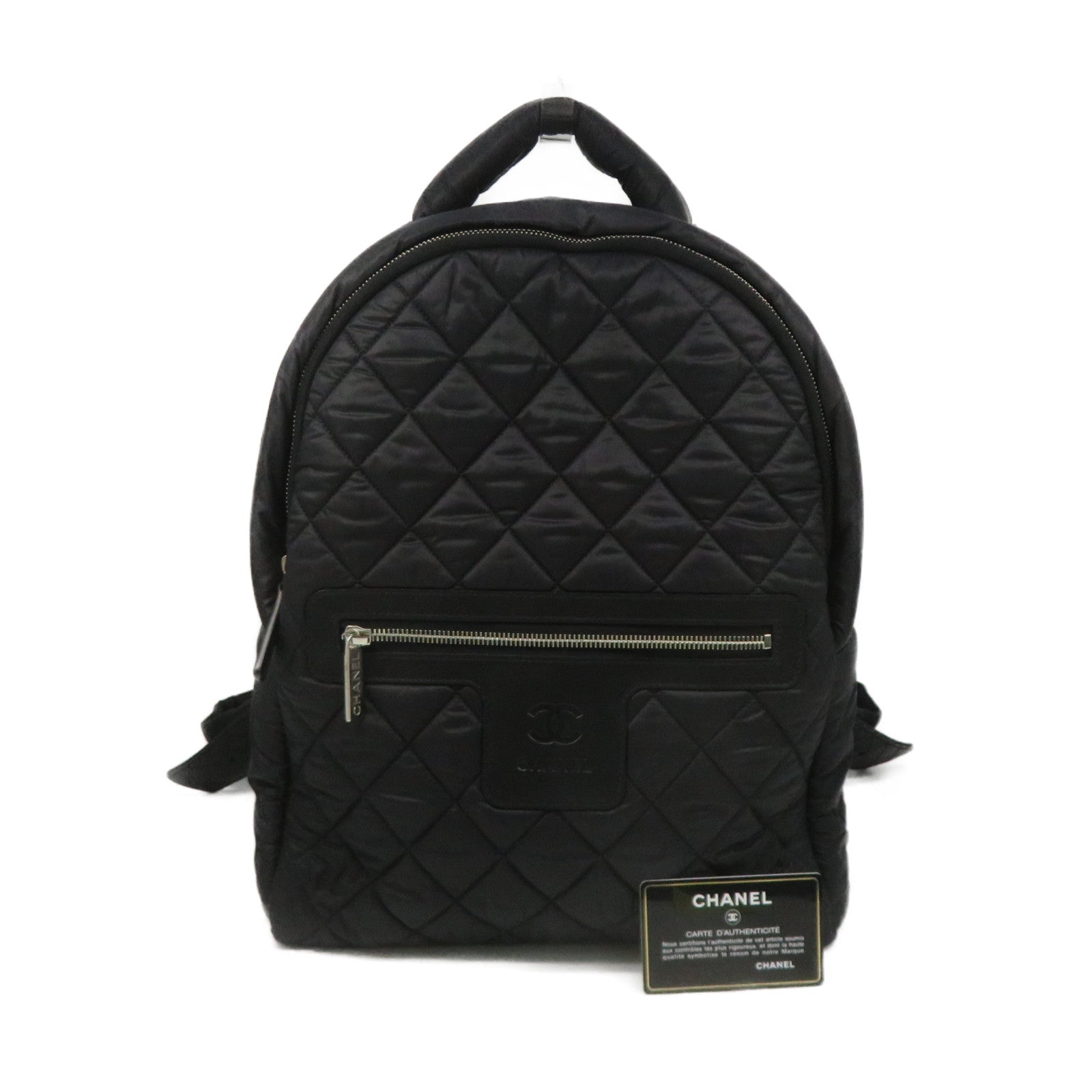 CHANEL 菱格尼龍Backpack背包黑色