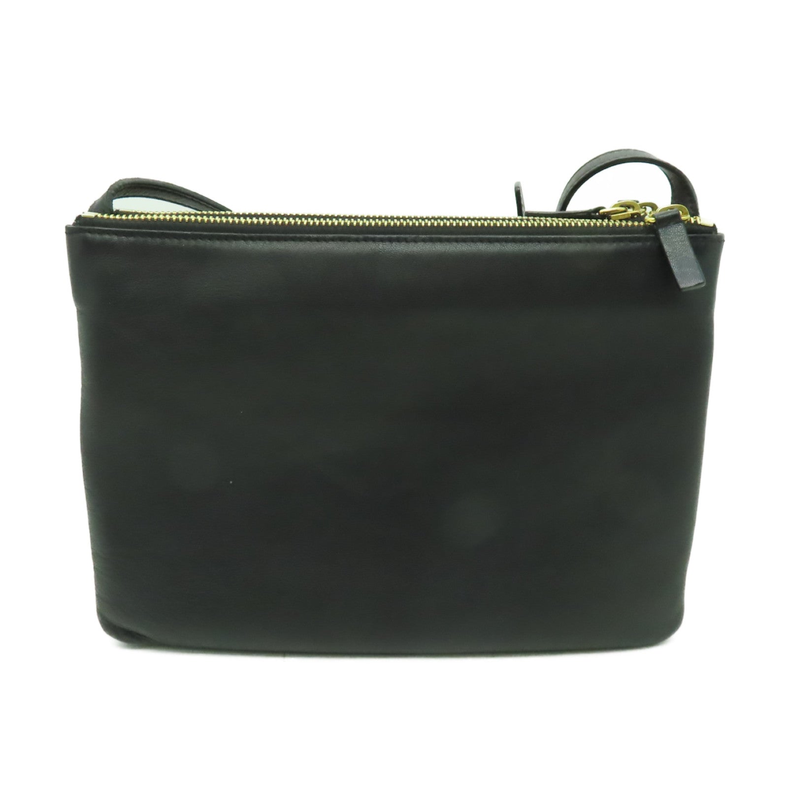 CELINE 羊皮皮革Trio金扣肩背袋黒色