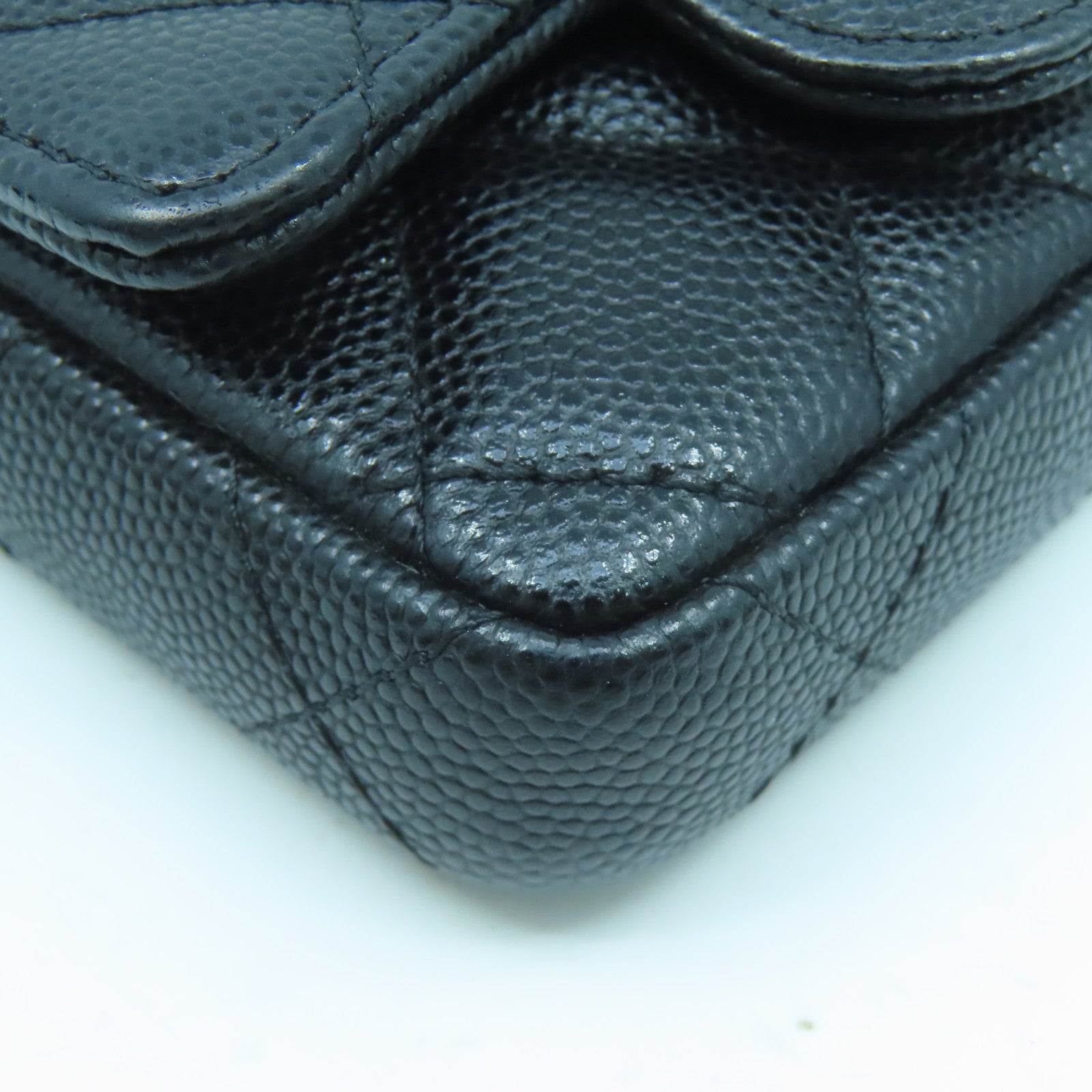 CHANEL diamond Caviar leather Waist Bag gold buckle pocket black