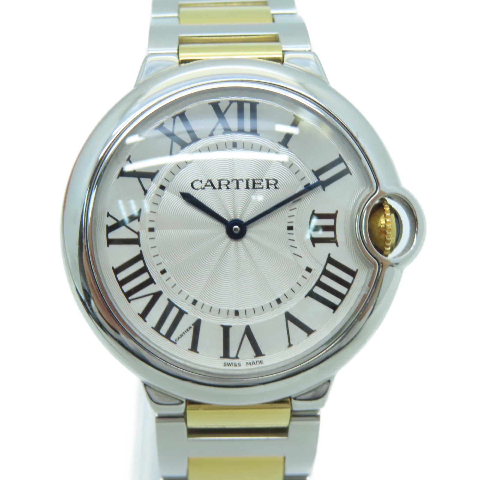 CARTIER Ballon Blue 36MM 18K Gold/Stainless Steel Watch Quartz Movement White