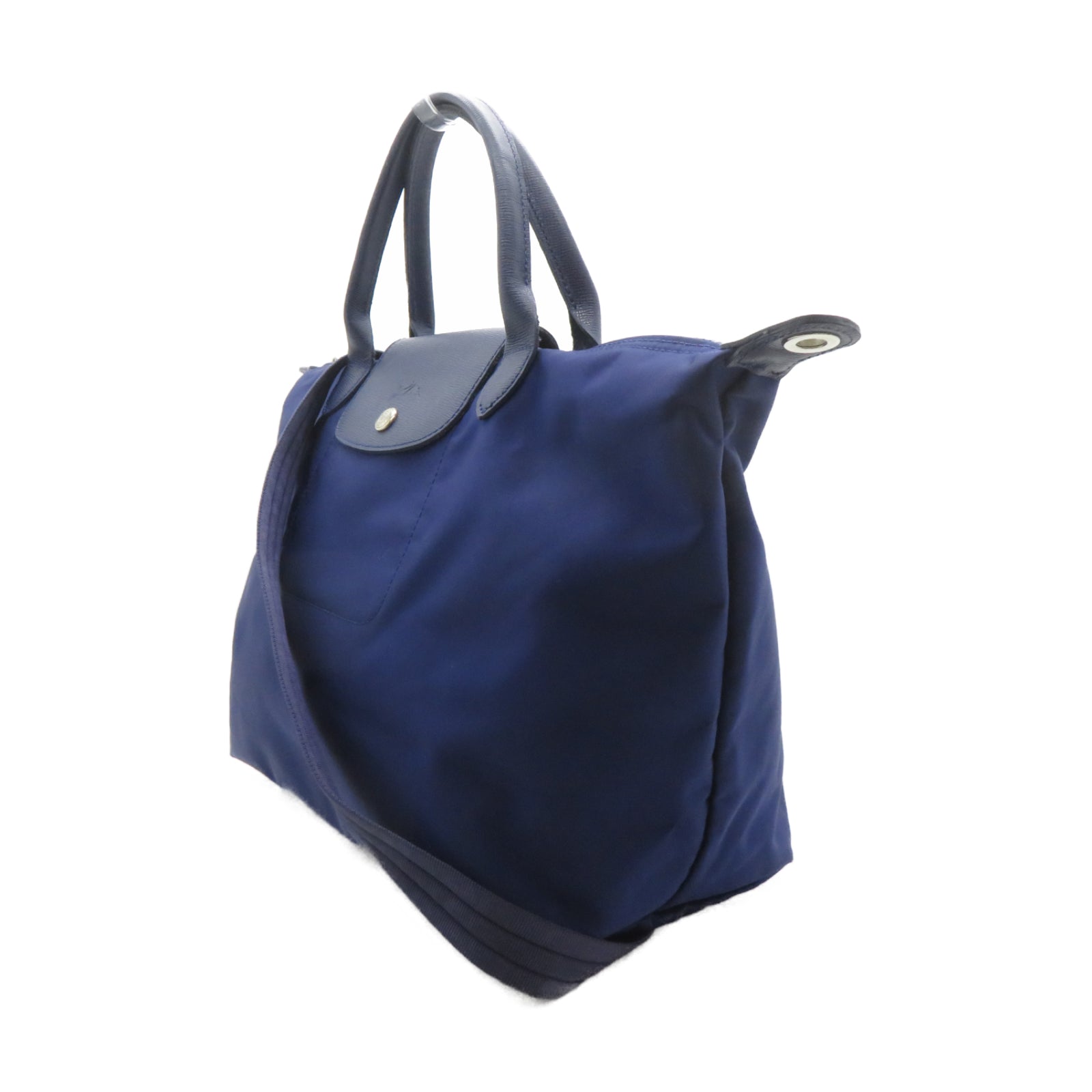 Longchamp 尼龍2 Way Shoulder銀扣手挽肩背兩用袋藍色
