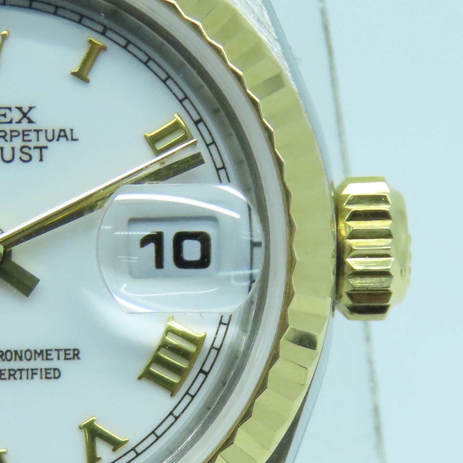 ROLEX Datejust 18K Yellow Gold/Stainless Steel Watch Automatic Movement White