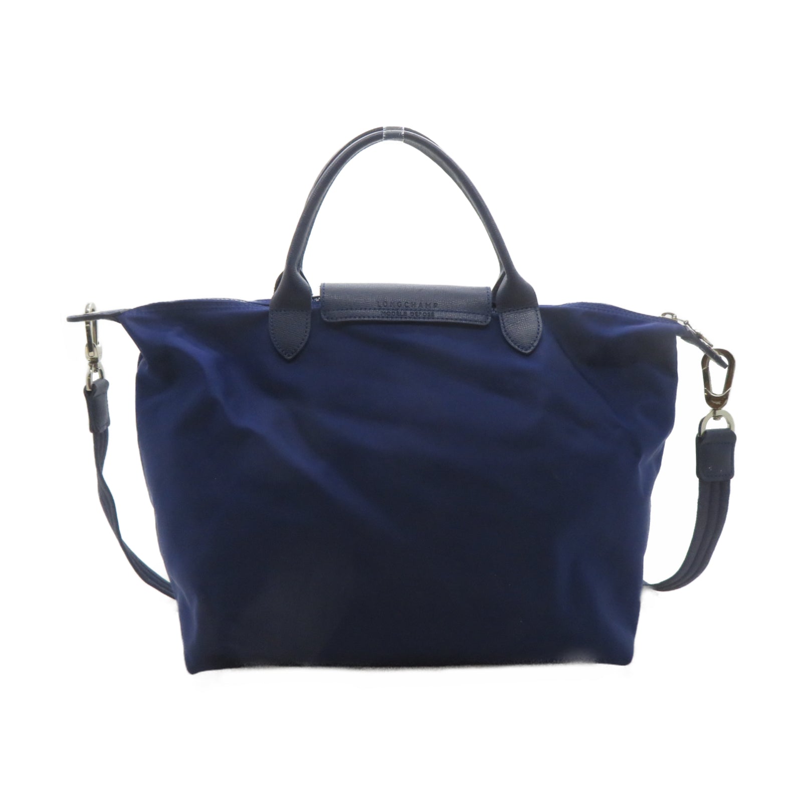 Longchamp 尼龍2 Way Shoulder銀扣手挽肩背兩用袋藍色