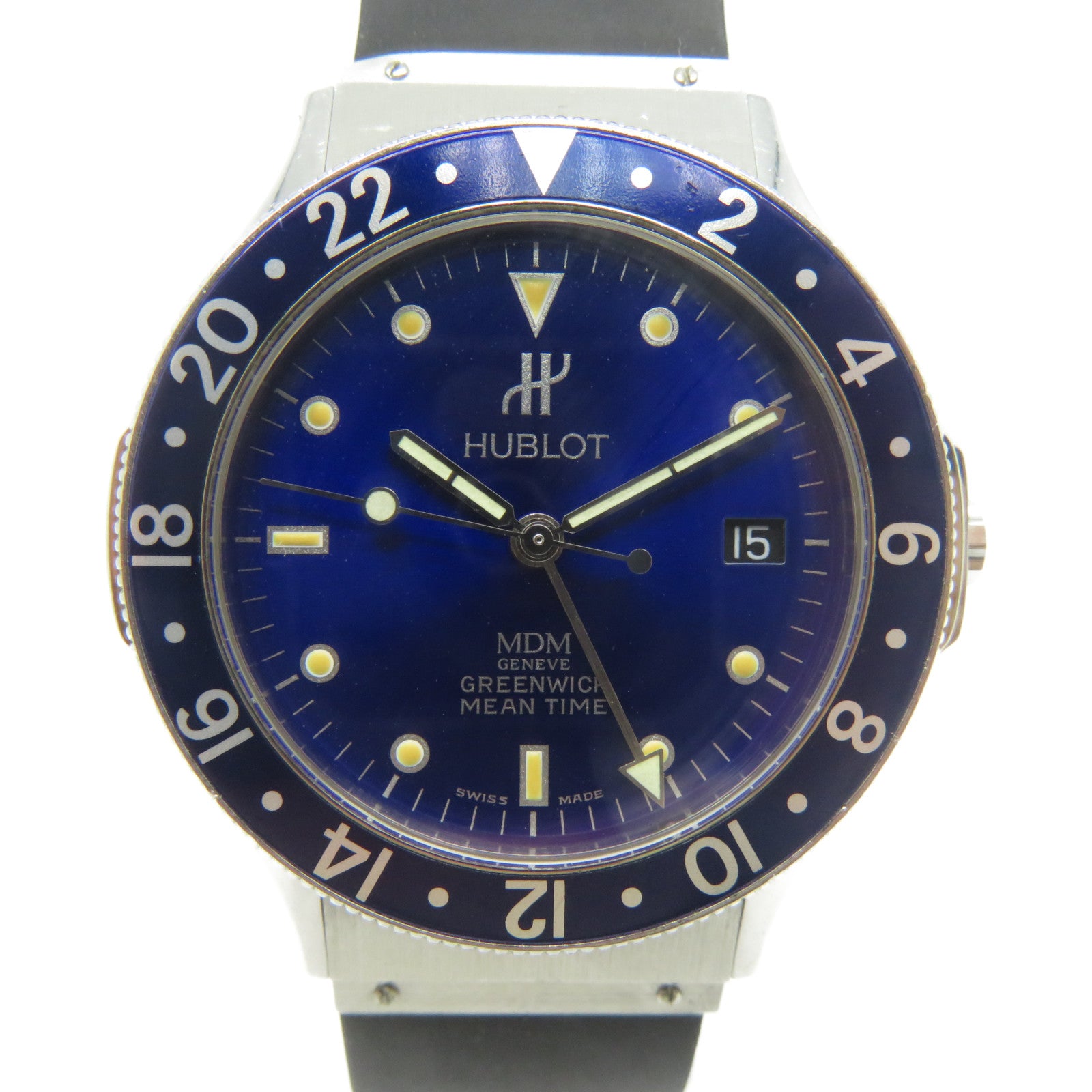 HUBLOT MDM GMT不鏽鋼手錶石英機芯藍色