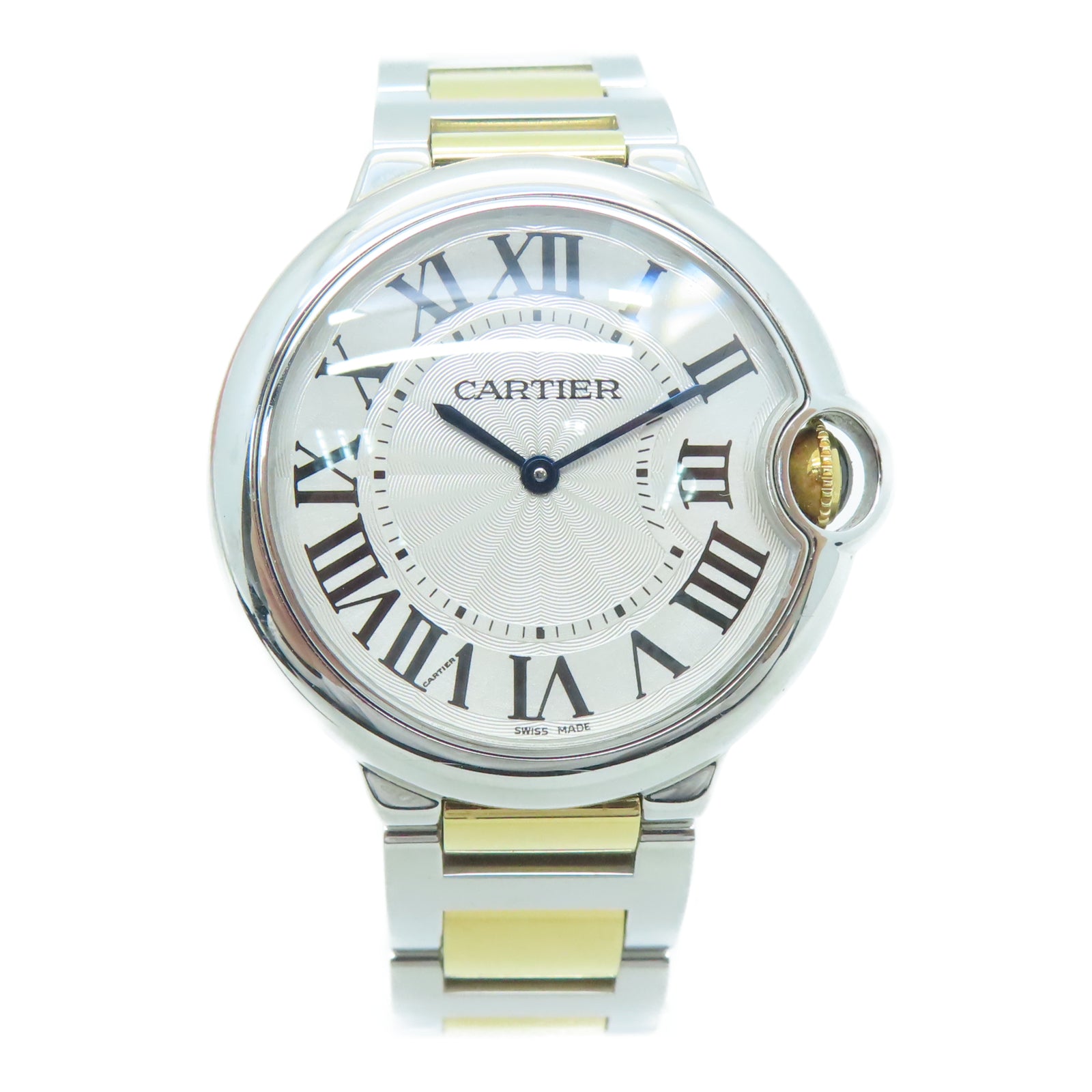 CARTIER Ballon Blue 36MM 18K Gold/Stainless Steel Watch Quartz Movement White