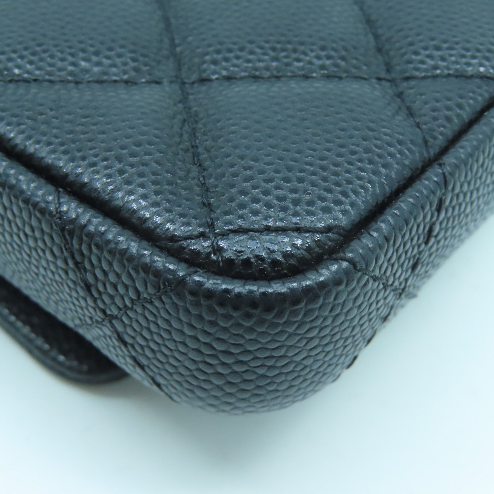 CHANEL diamond Caviar leather Waist Bag gold buckle pocket black