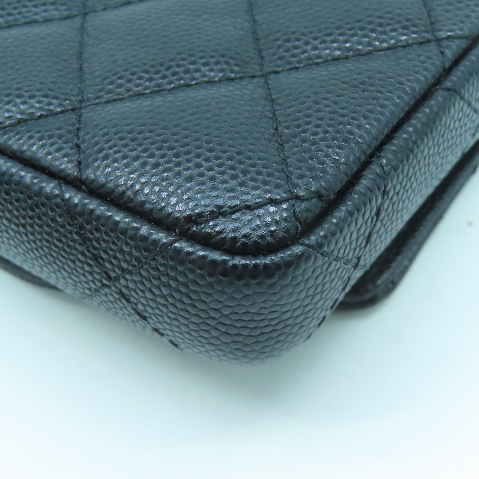 CHANEL diamond Caviar leather Waist Bag gold buckle pocket black