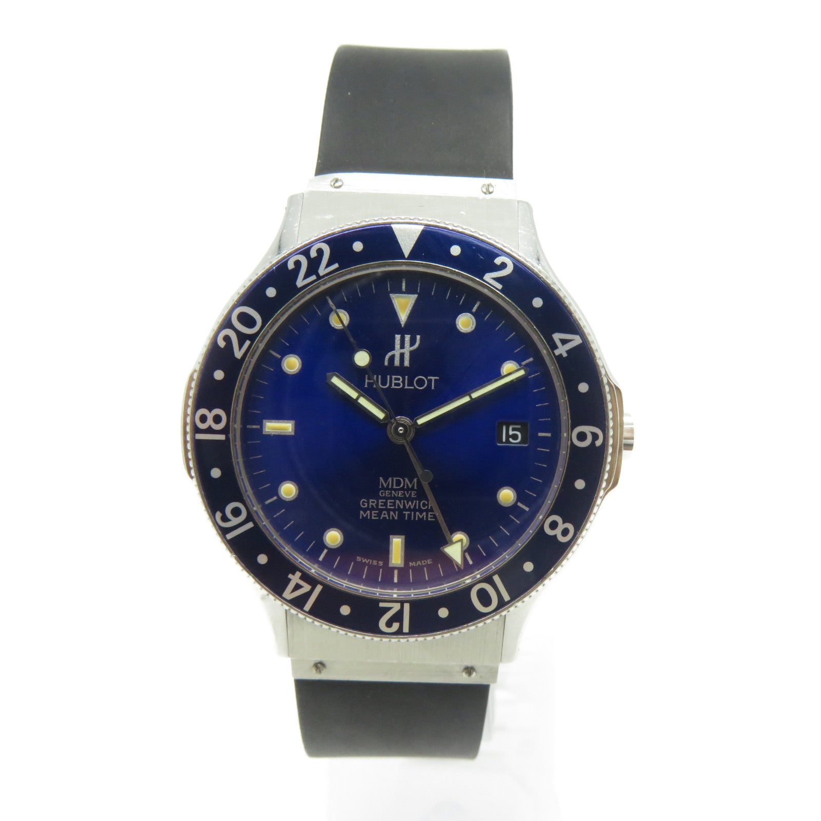 HUBLOT MDM GMT不鏽鋼手錶石英機芯藍色