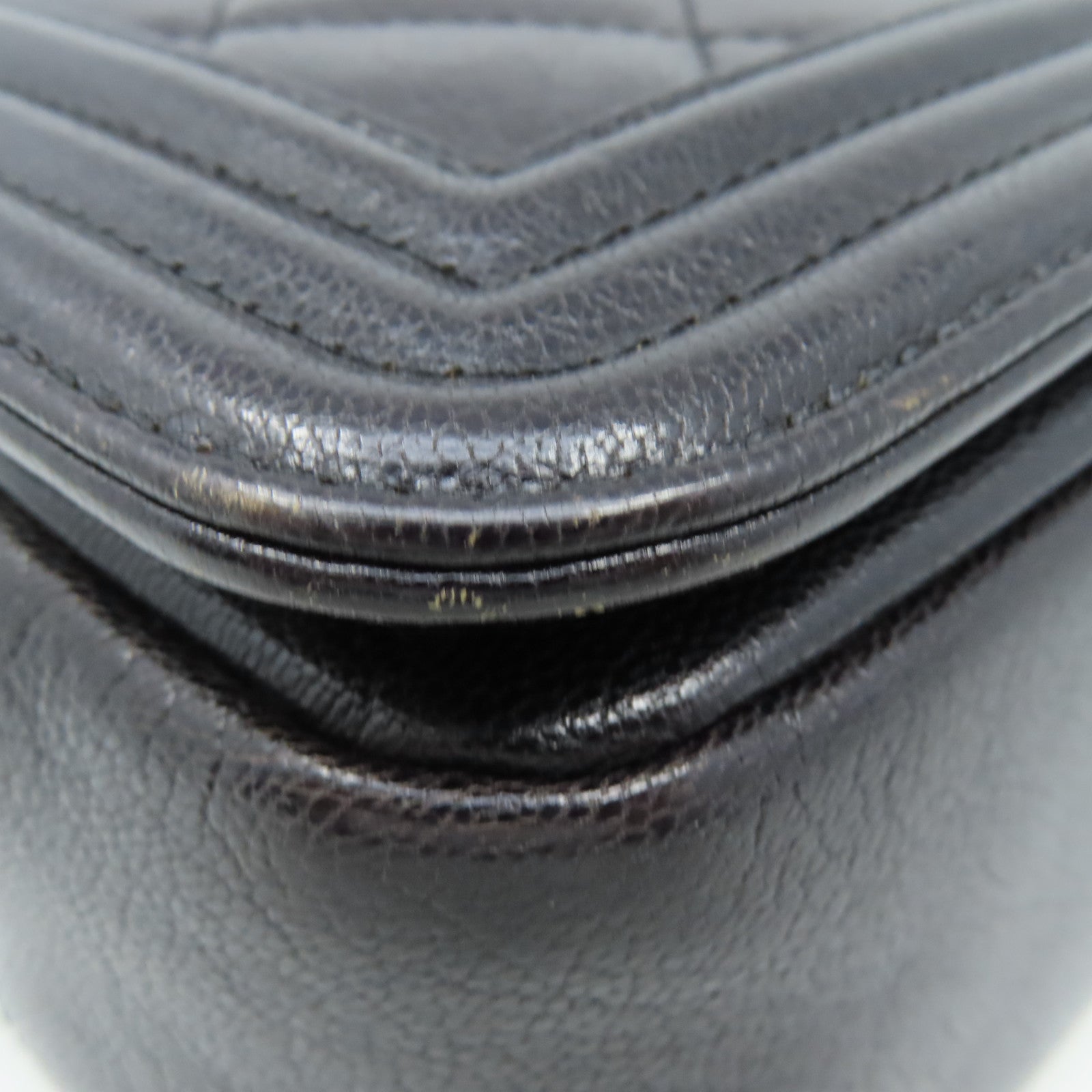CHANEL 菱格牛皮皮革Boy Chanel 30cm Chain Shoulder Bag銀扣鏈帶肩背袋碳灰色