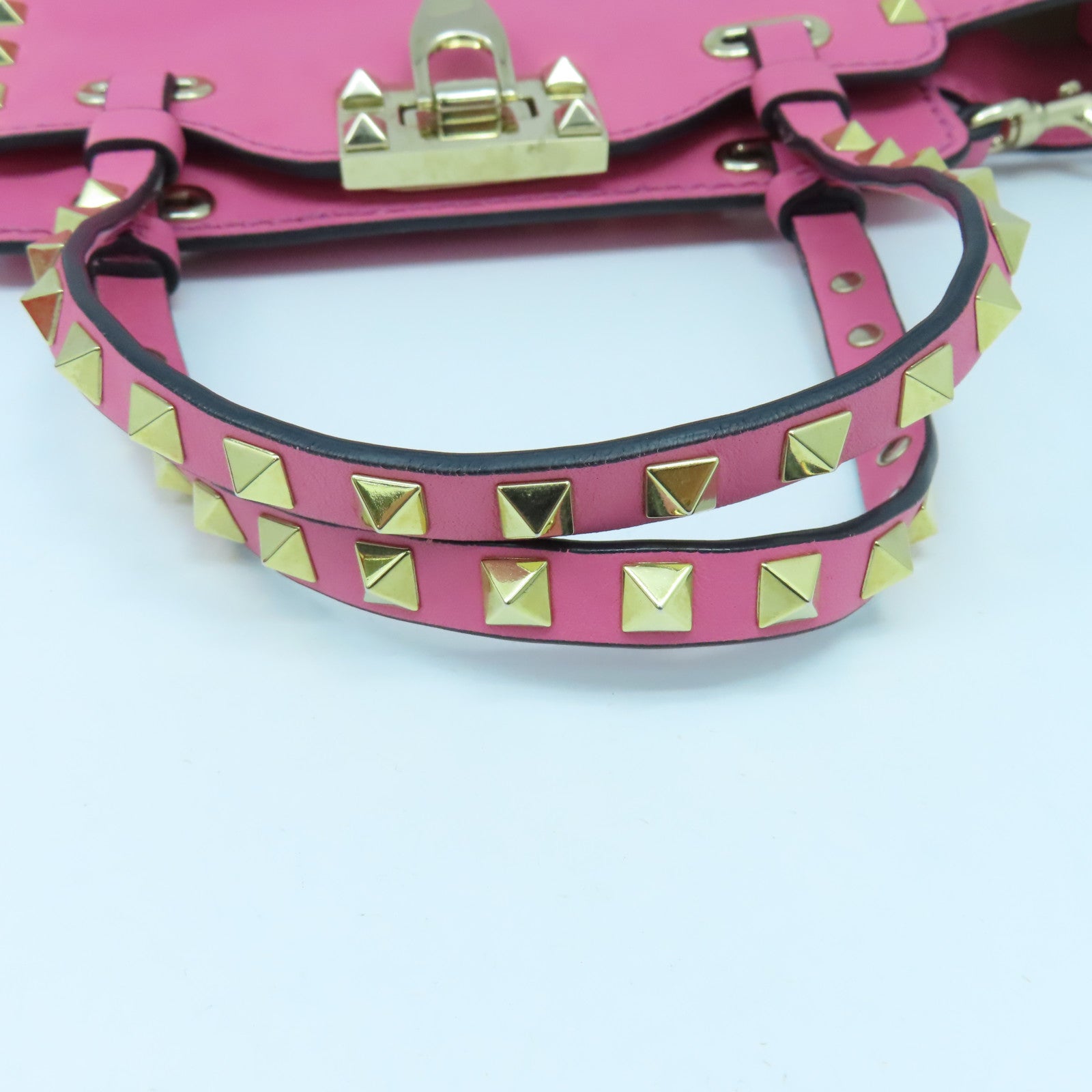 Valentino 【激減優惠】牛皮皮革2Way Shoulder金扣手挽肩背兩用袋粉紅色