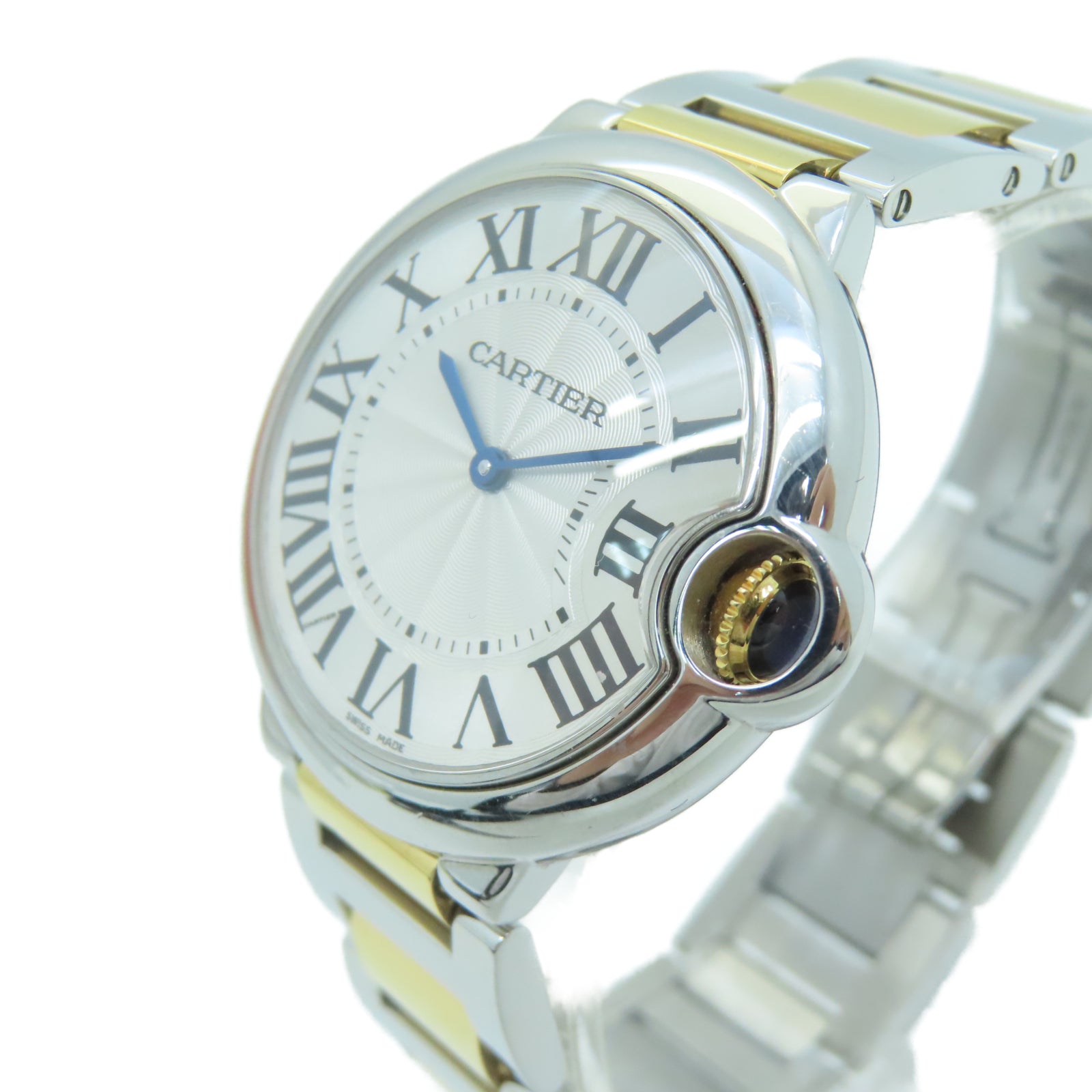 CARTIER Ballon Blue 36MM 18K Gold/Stainless Steel Watch Quartz Movement White