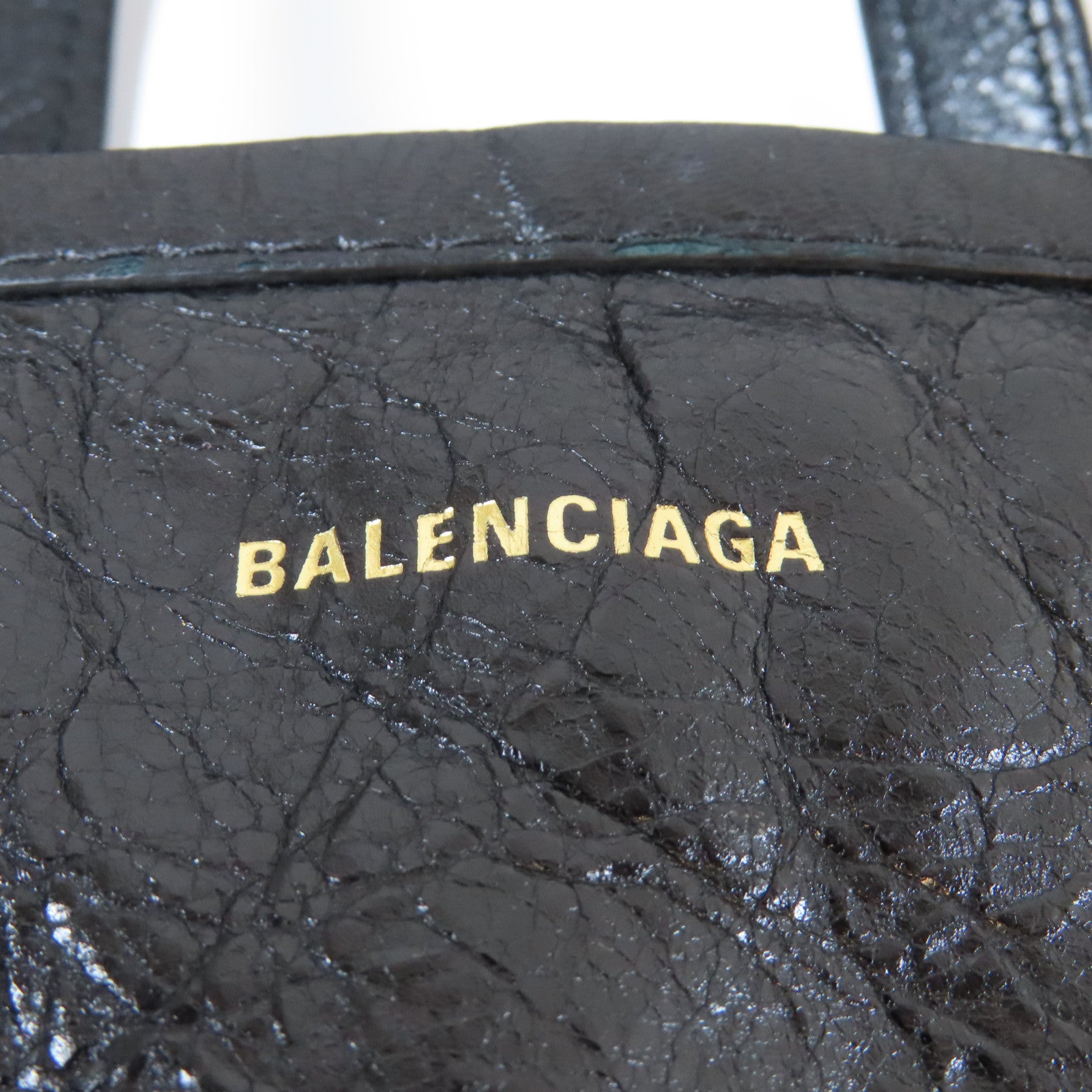BALENCIAGA 牛皮皮革Shopper Bazar銀扣手挽肩背兩用袋黑色