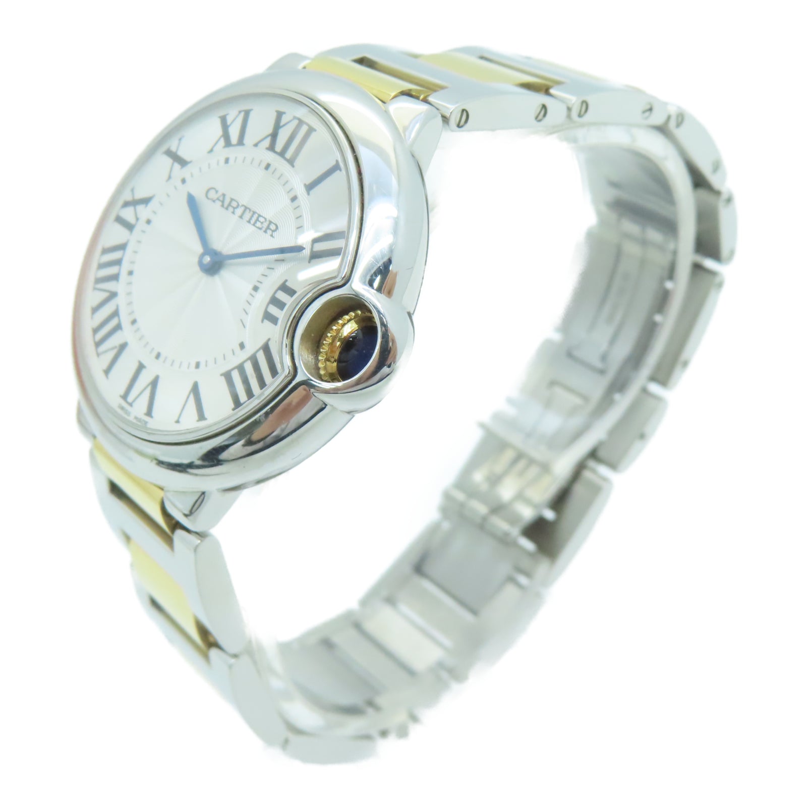 CARTIER Ballon Blue 36MM 18K Gold/Stainless Steel Watch Quartz Movement White