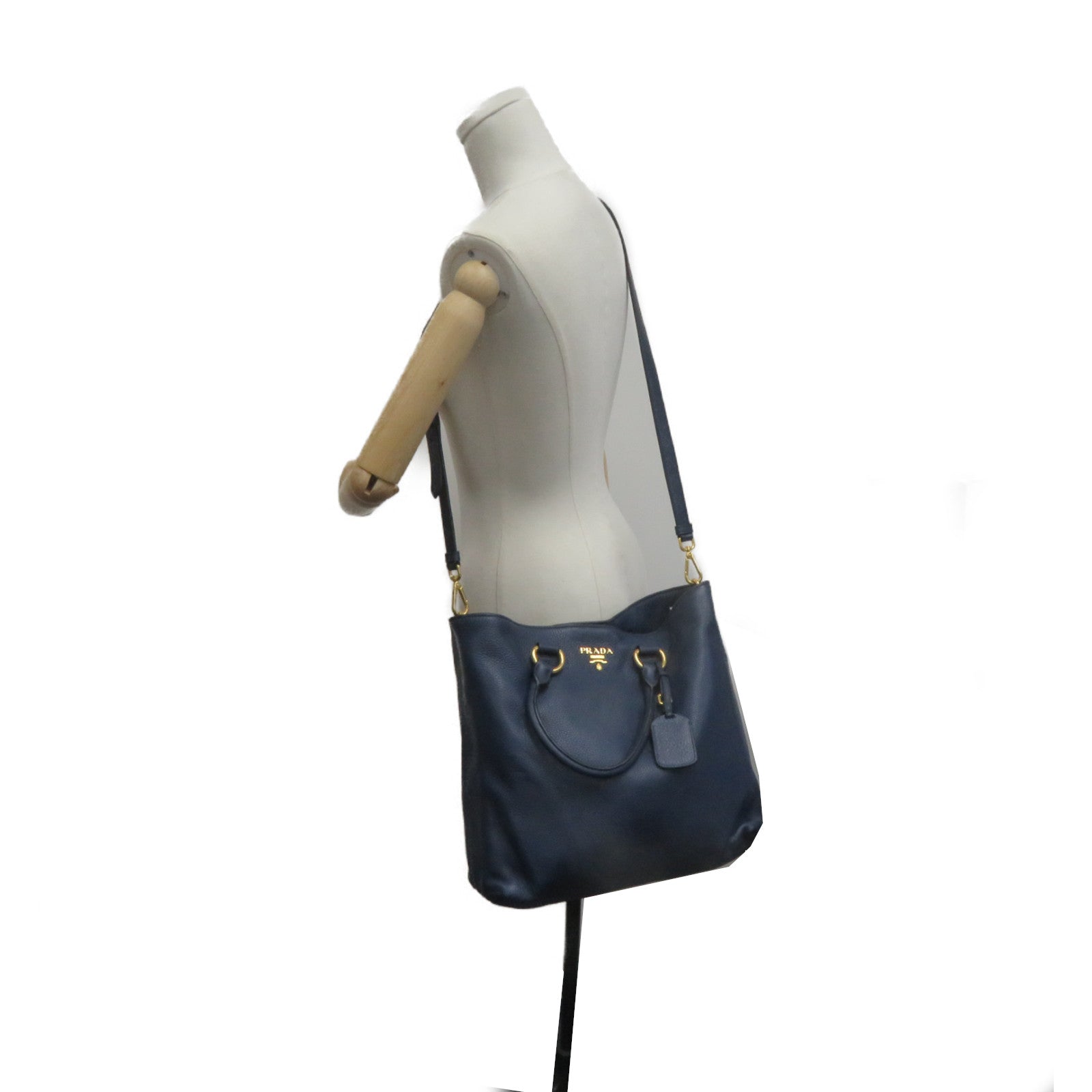 PRADA 牛皮皮革2Way Shoulder Bag手挽肩背兩用袋藍色