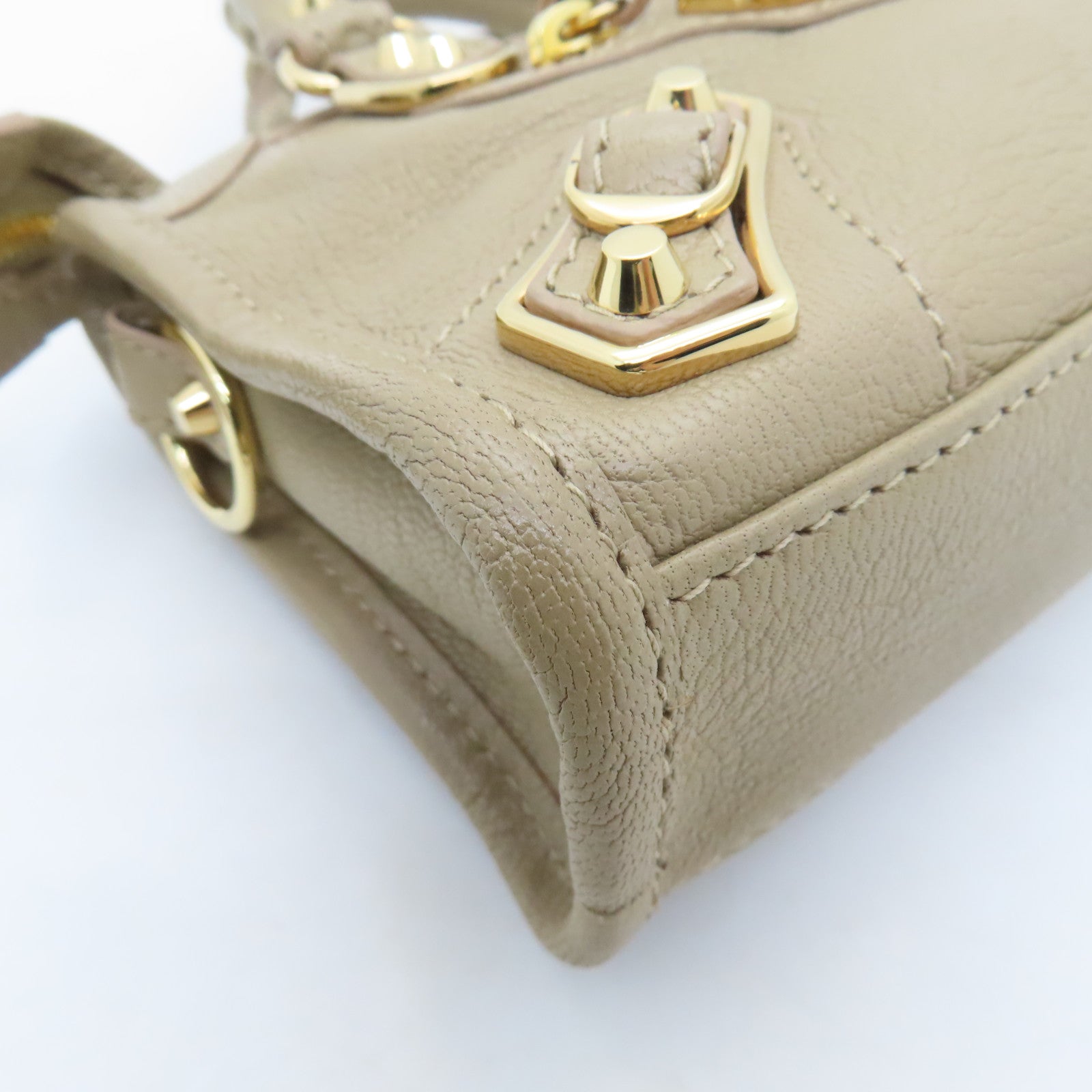 BALENCIAGA 牛皮皮革Nano City金扣手挽肩背两用袋杏色