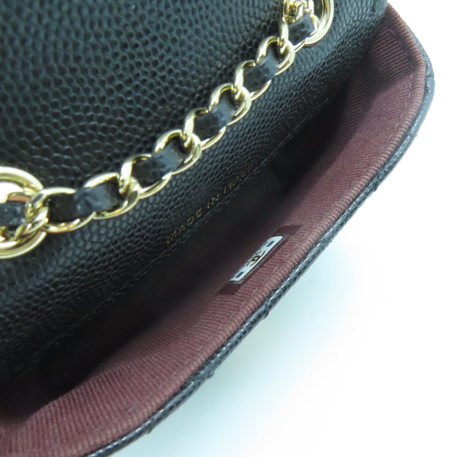 CHANEL diamond Caviar leather Waist Bag gold buckle pocket black
