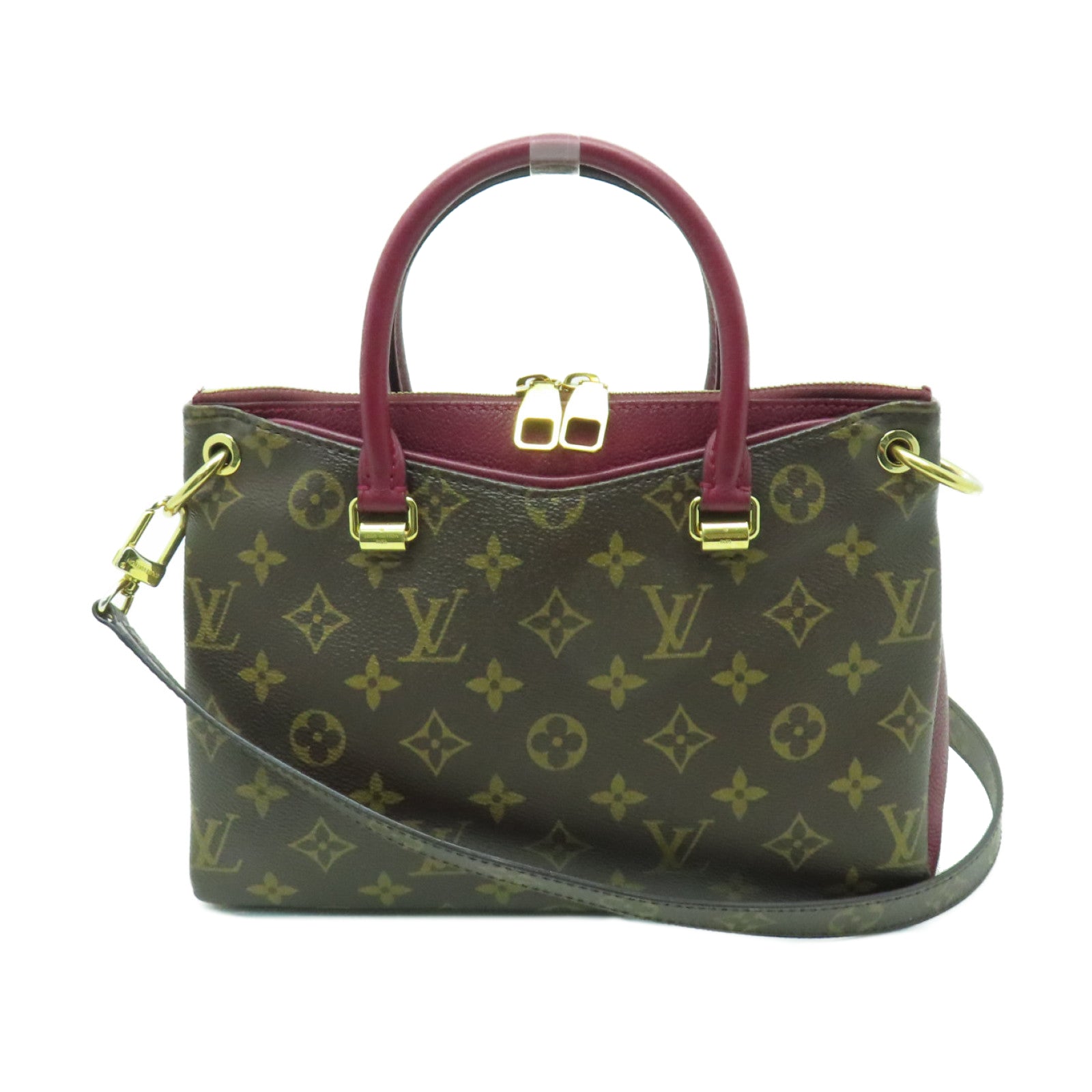 LOUIS VUITTON Monogram Pallas BB金扣手挽肩背兩用袋啡色/紫色