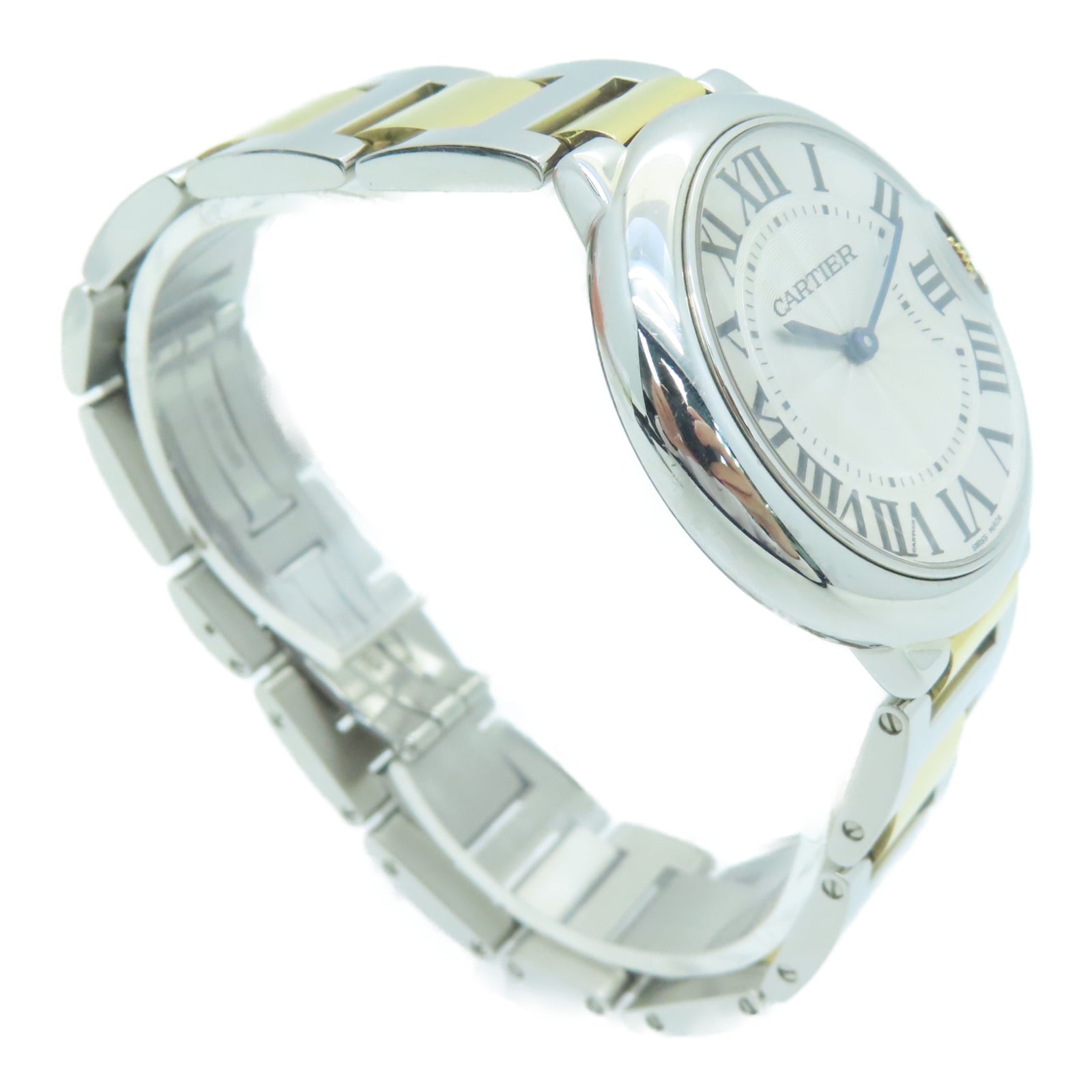 CARTIER Ballon Blue 36MM 18K Gold/Stainless Steel Watch Quartz Movement White