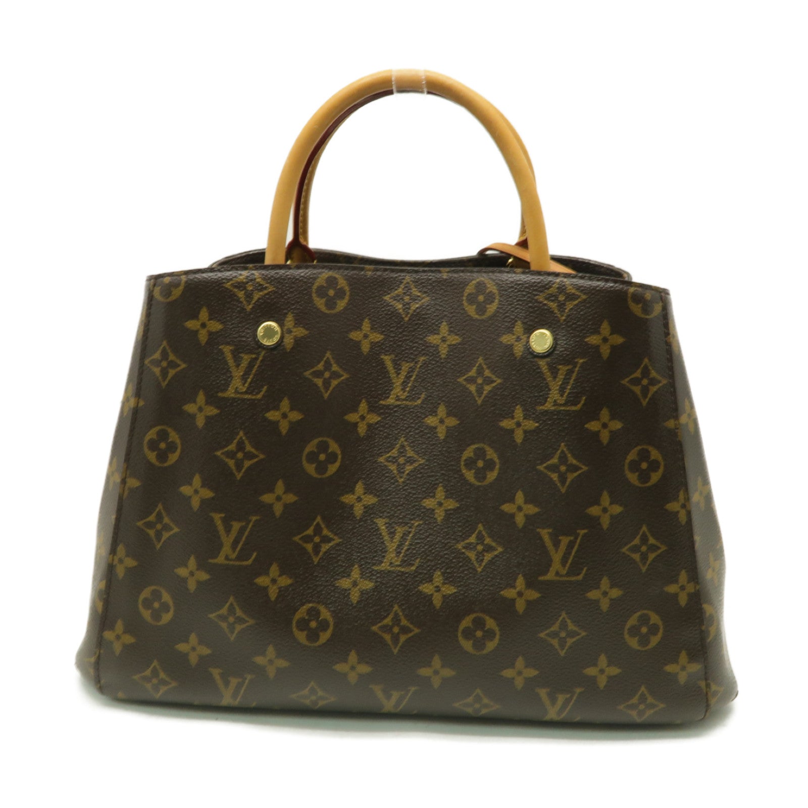 LOUIS VUITTON Monogram Montaigne MM金扣手挽肩背兩用袋棕色
