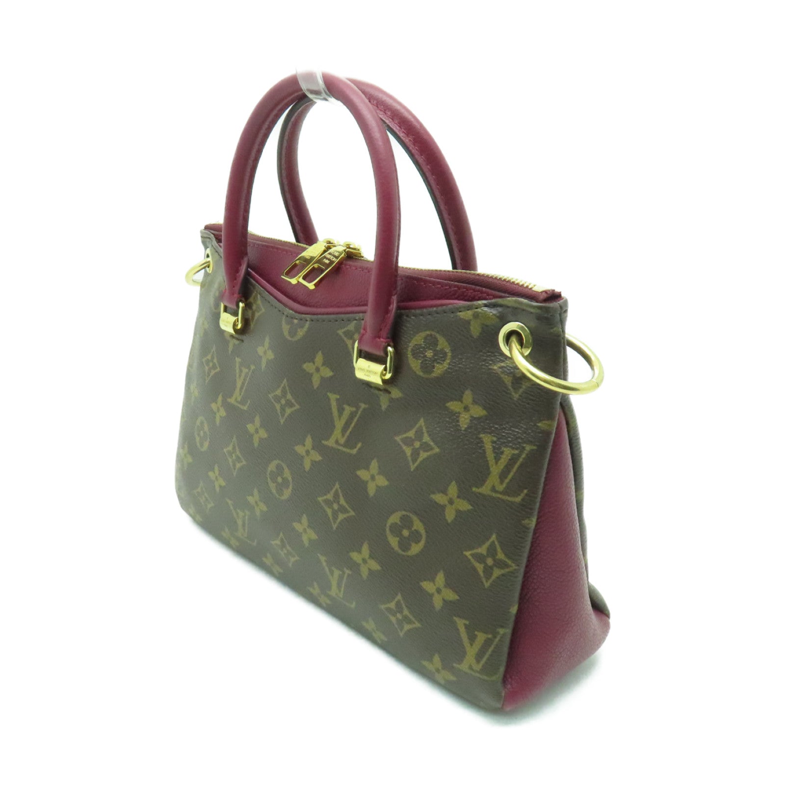 LOUIS VUITTON Monogram Pallas BB金扣手挽肩背兩用袋啡色/紫色