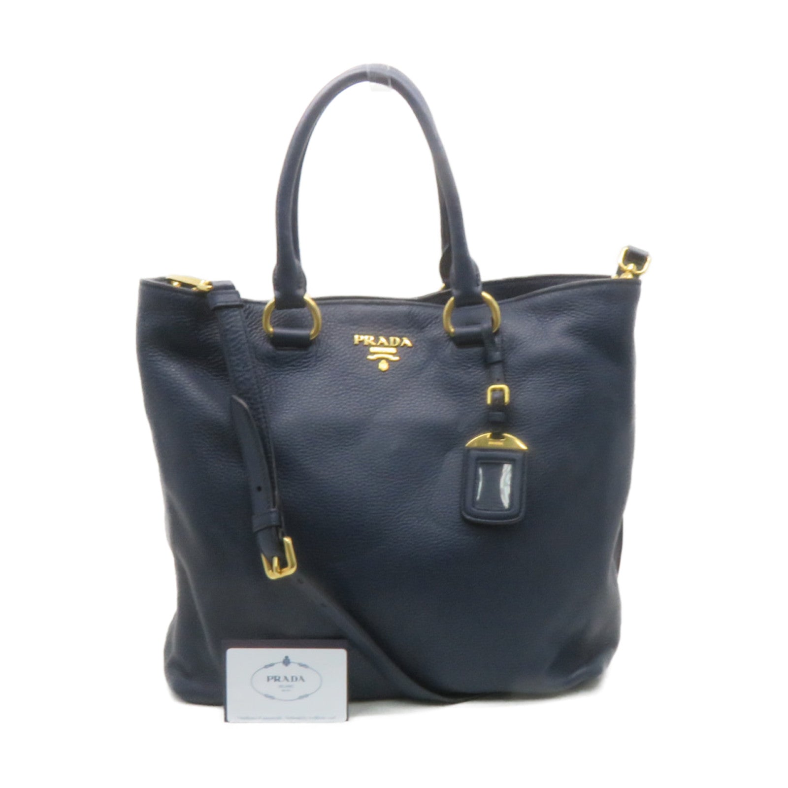 PRADA 牛皮皮革2Way Shoulder Bag手挽肩背兩用袋藍色
