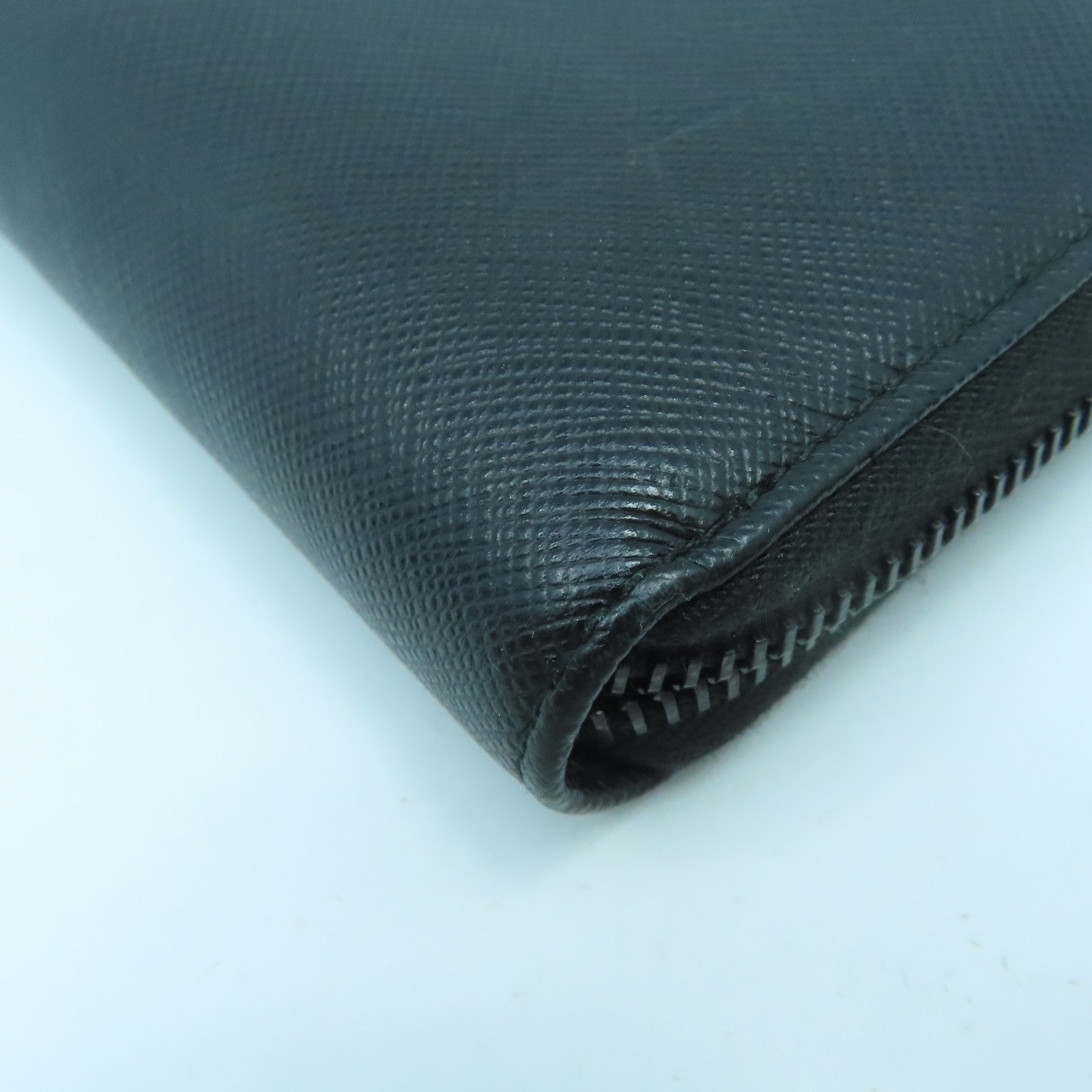 PRADA cowhide leather Long wallet silver buckle long wallet black