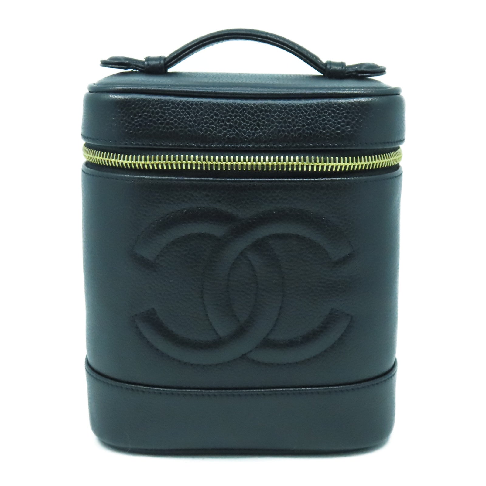 CHANEL Caviar皮革Vanity Case金扣手挽袋黑色