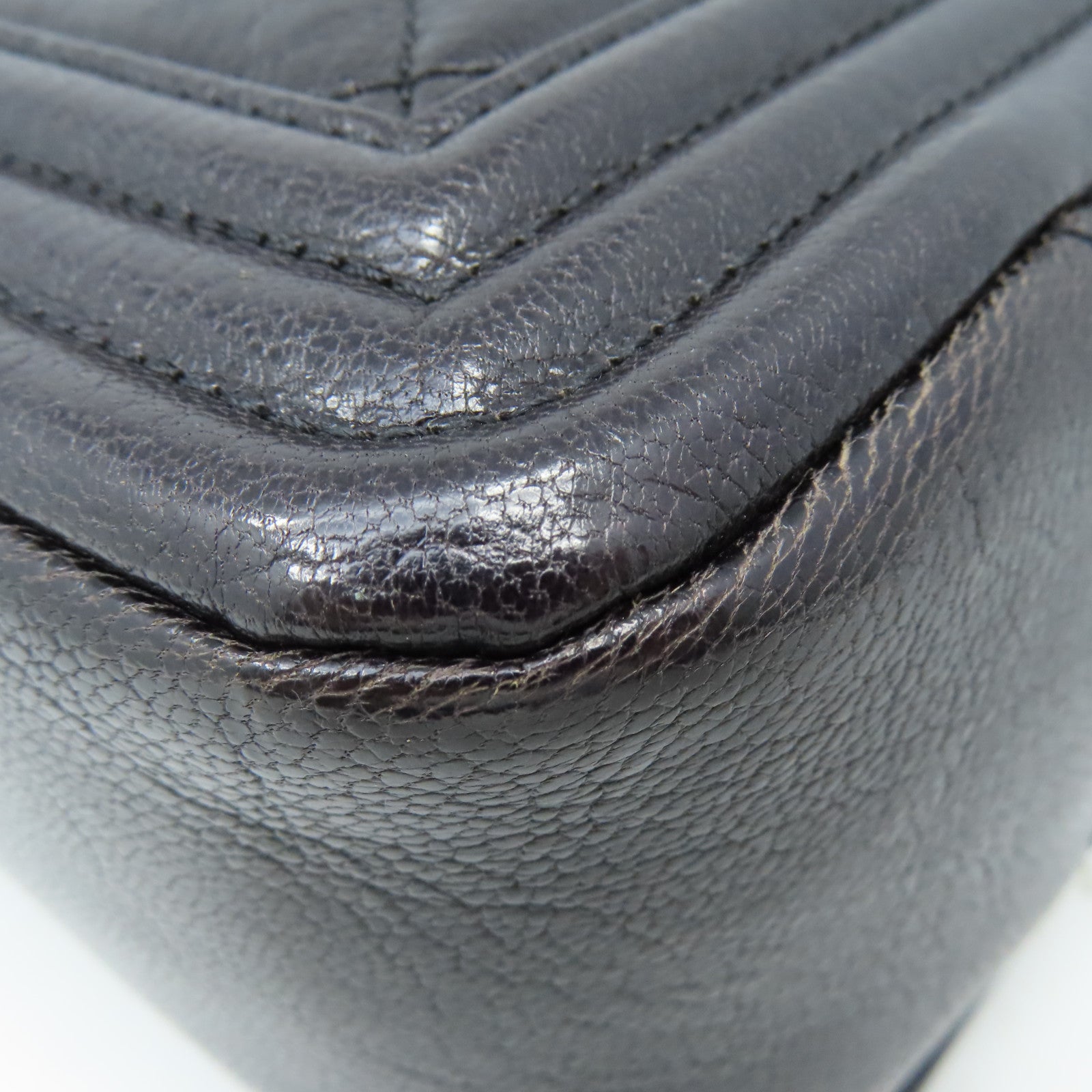 CHANEL 菱格牛皮皮革Boy Chanel 30cm Chain Shoulder Bag銀扣鏈帶肩背袋碳灰色