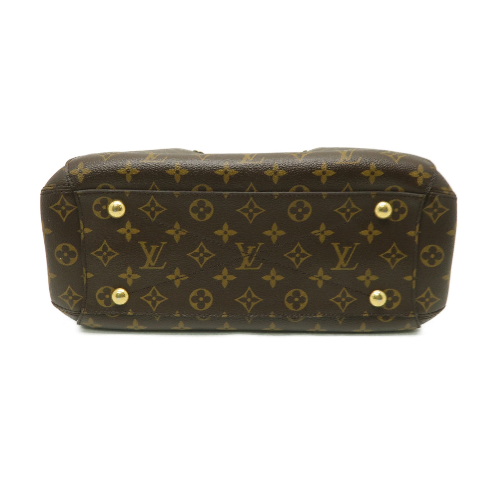LOUIS VUITTON Monogram Montaigne MM金扣手挽肩背兩用袋棕色