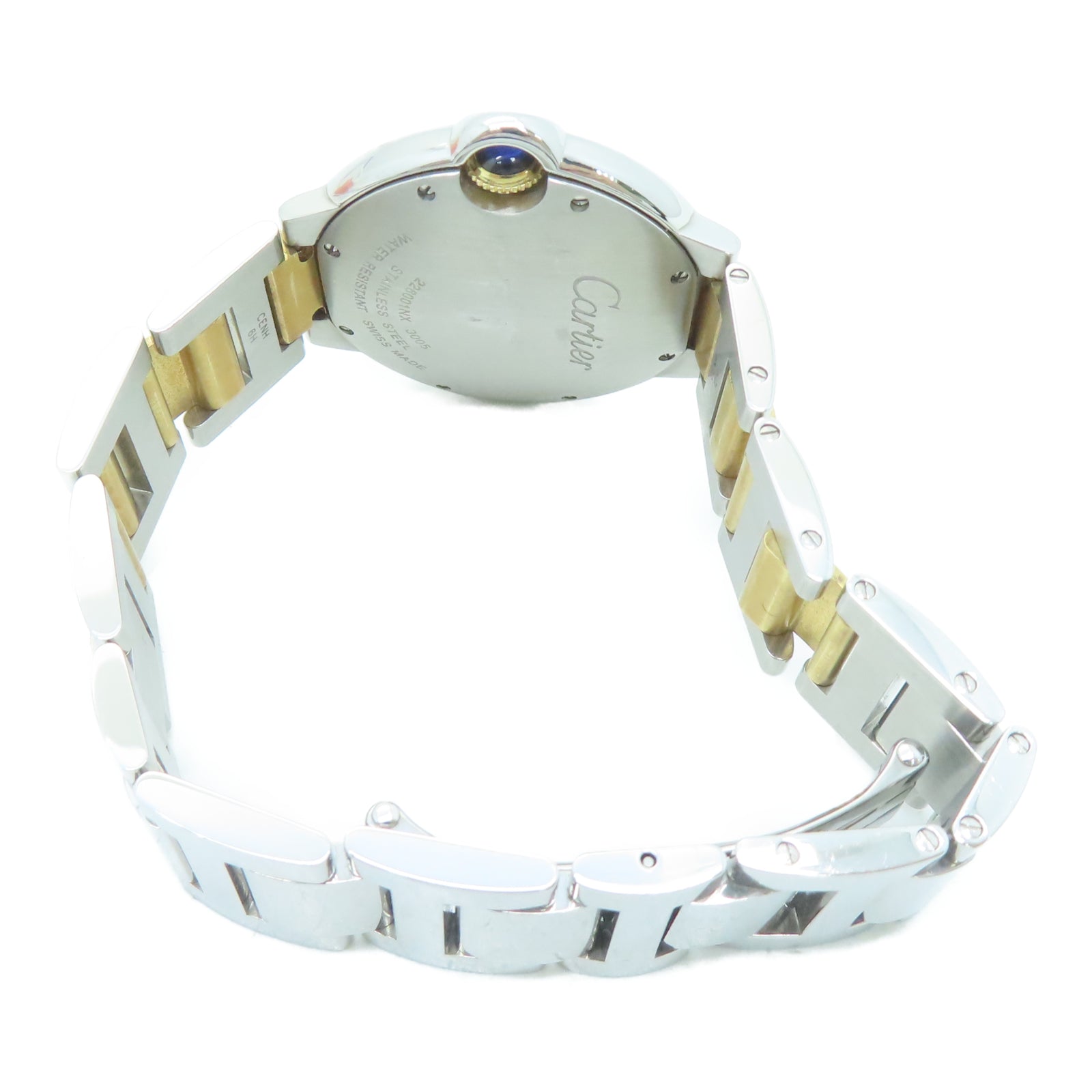 CARTIER Ballon Blue 36MM 18K Gold/Stainless Steel Watch Quartz Movement White
