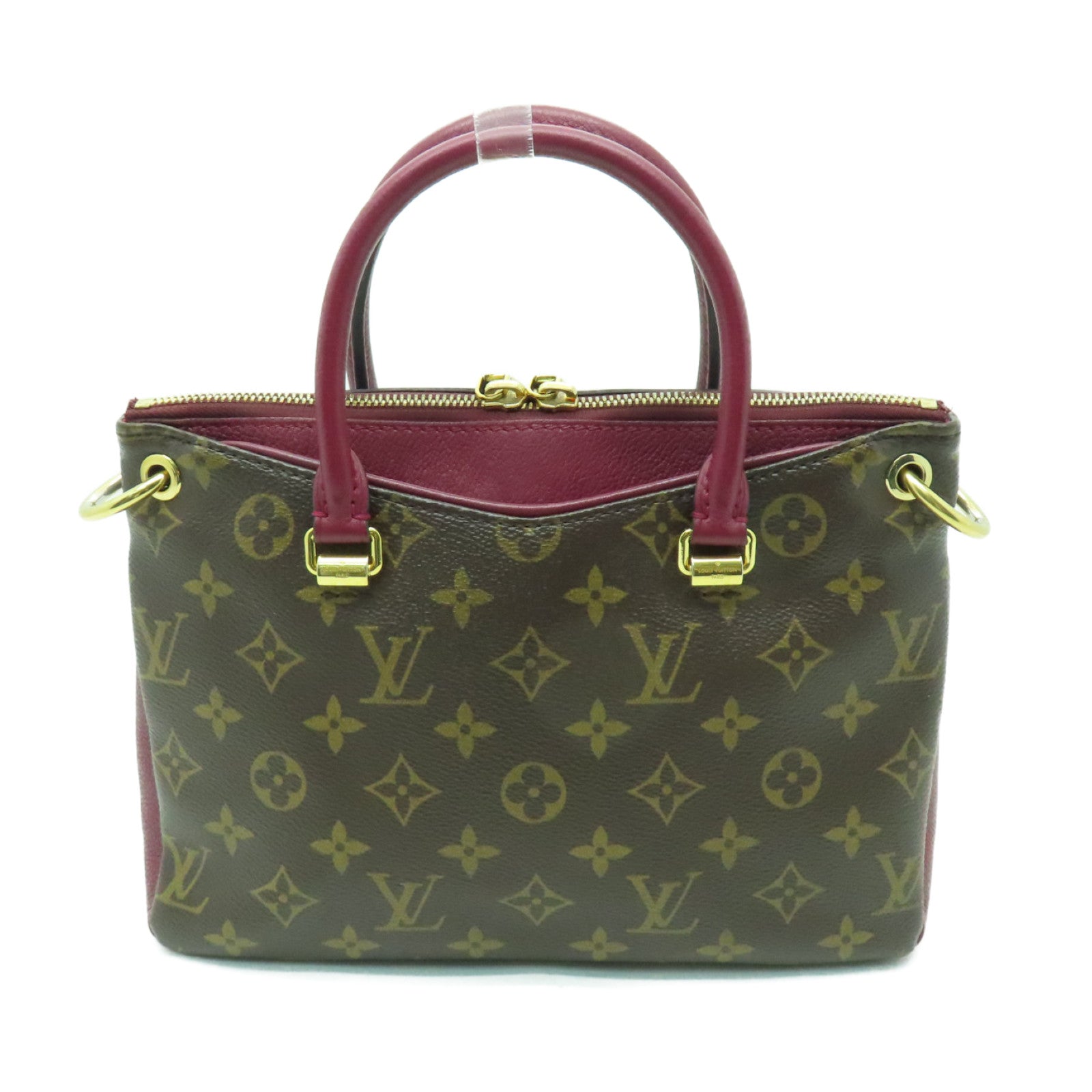LOUIS VUITTON Monogram Pallas BB金扣手挽肩背兩用袋啡色/紫色