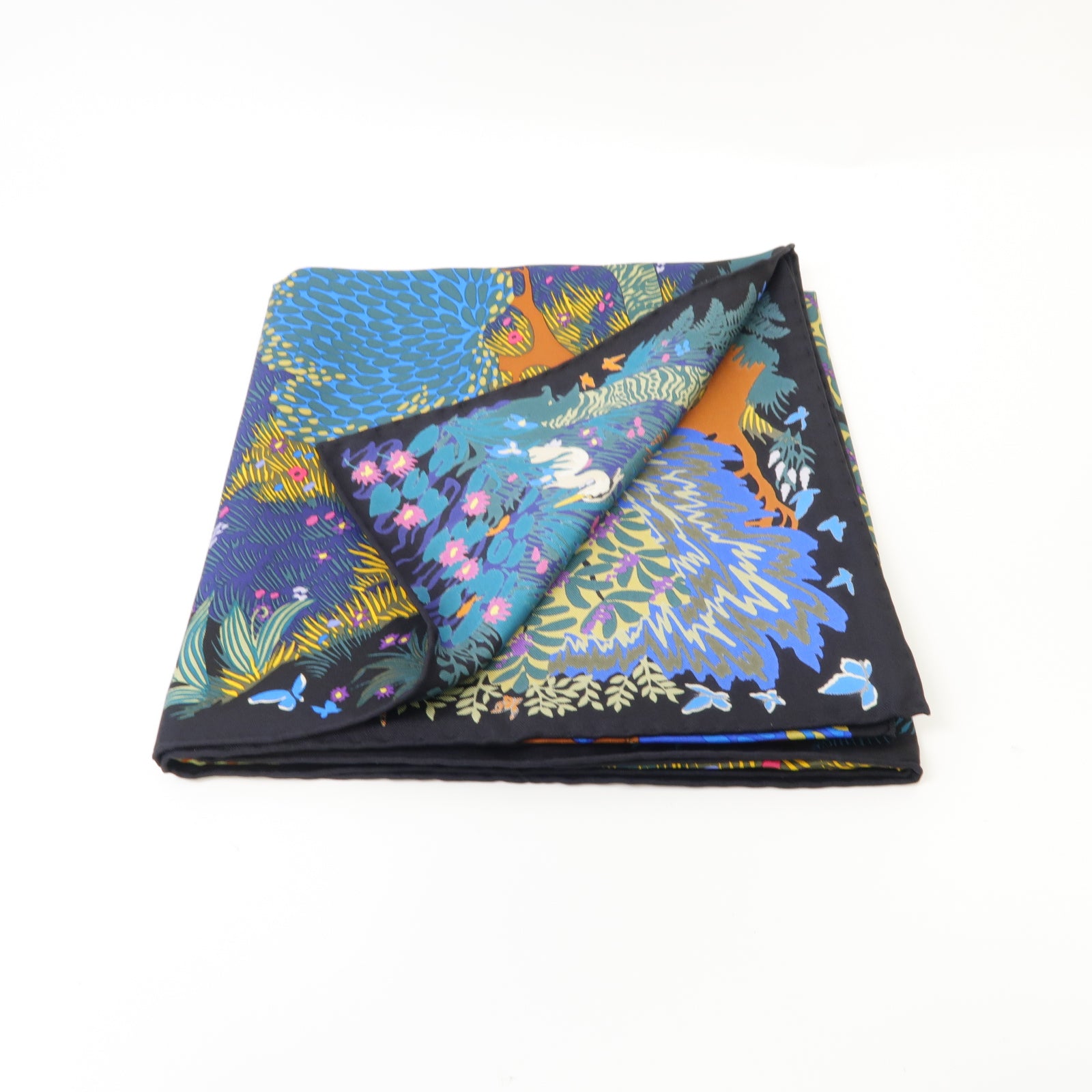 HERMES 絲質Scarf絲巾黒色/彩色