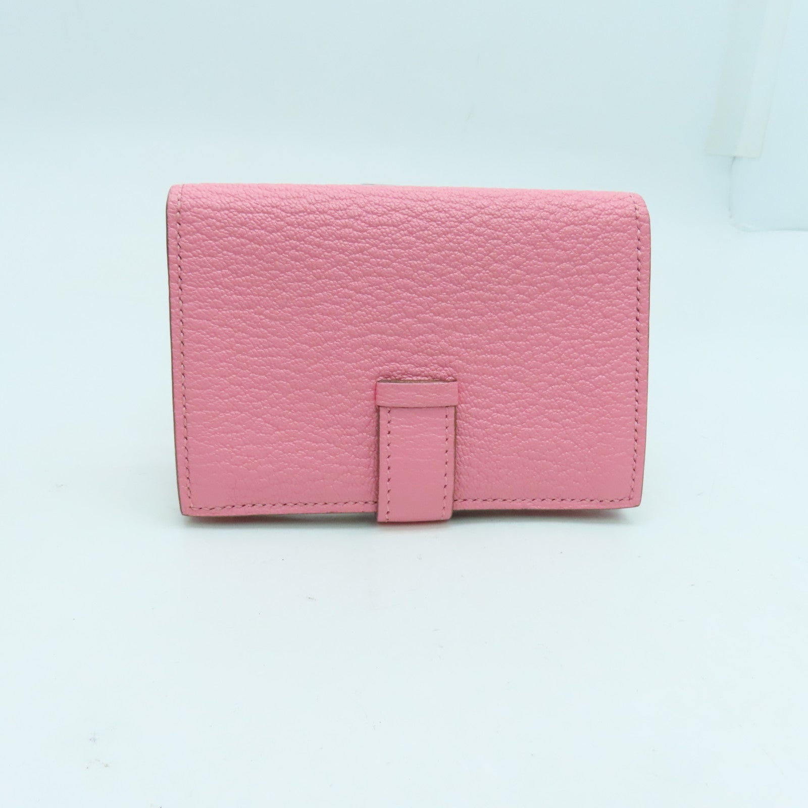 HERMES Chevre皮革Card Case卡片套銀扣粉紅色