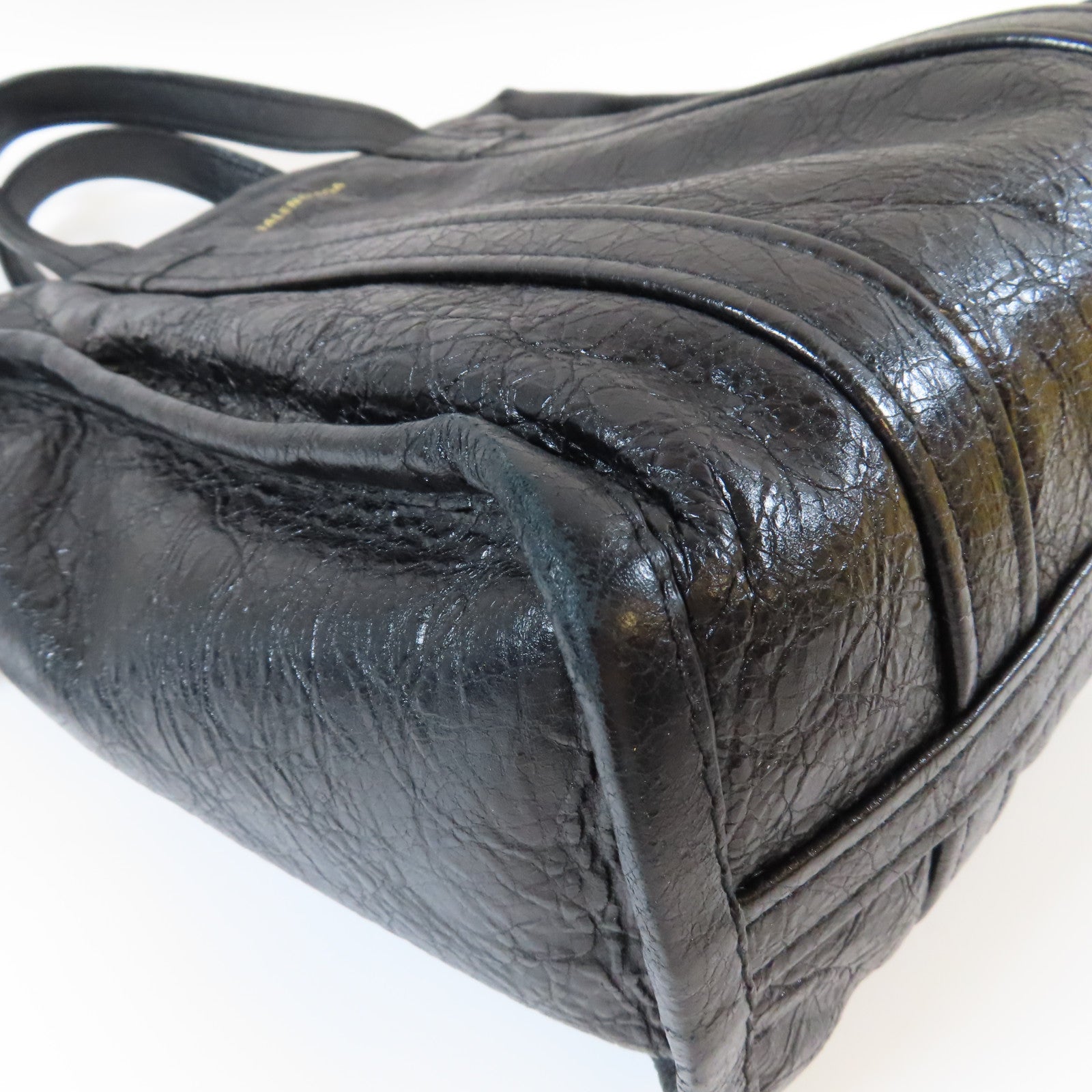 BALENCIAGA 牛皮皮革Shopper Bazar銀扣手挽肩背兩用袋黑色