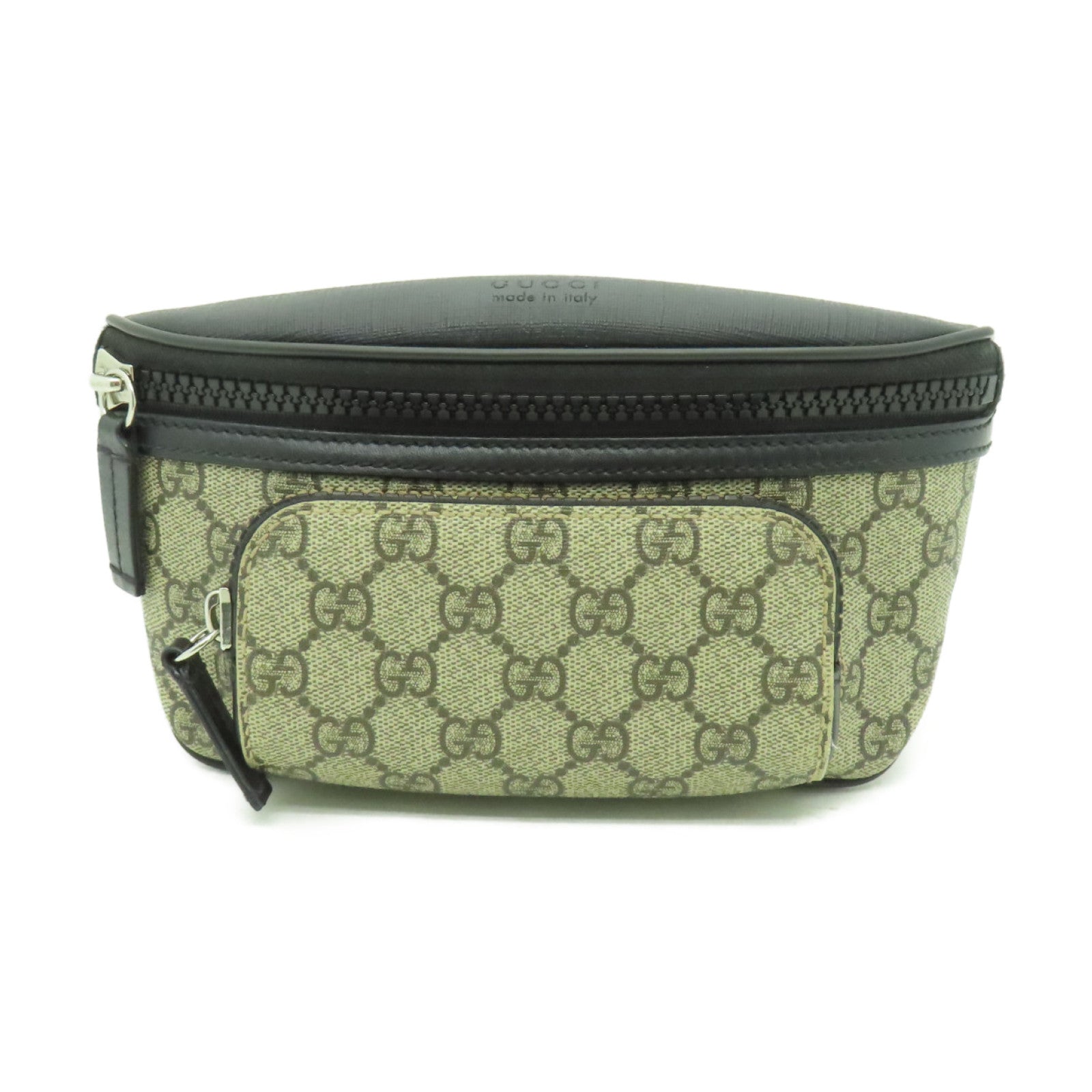 GUCCI 塗層帆布Eden Belt Bag銀扣腰包黒色/棕色
