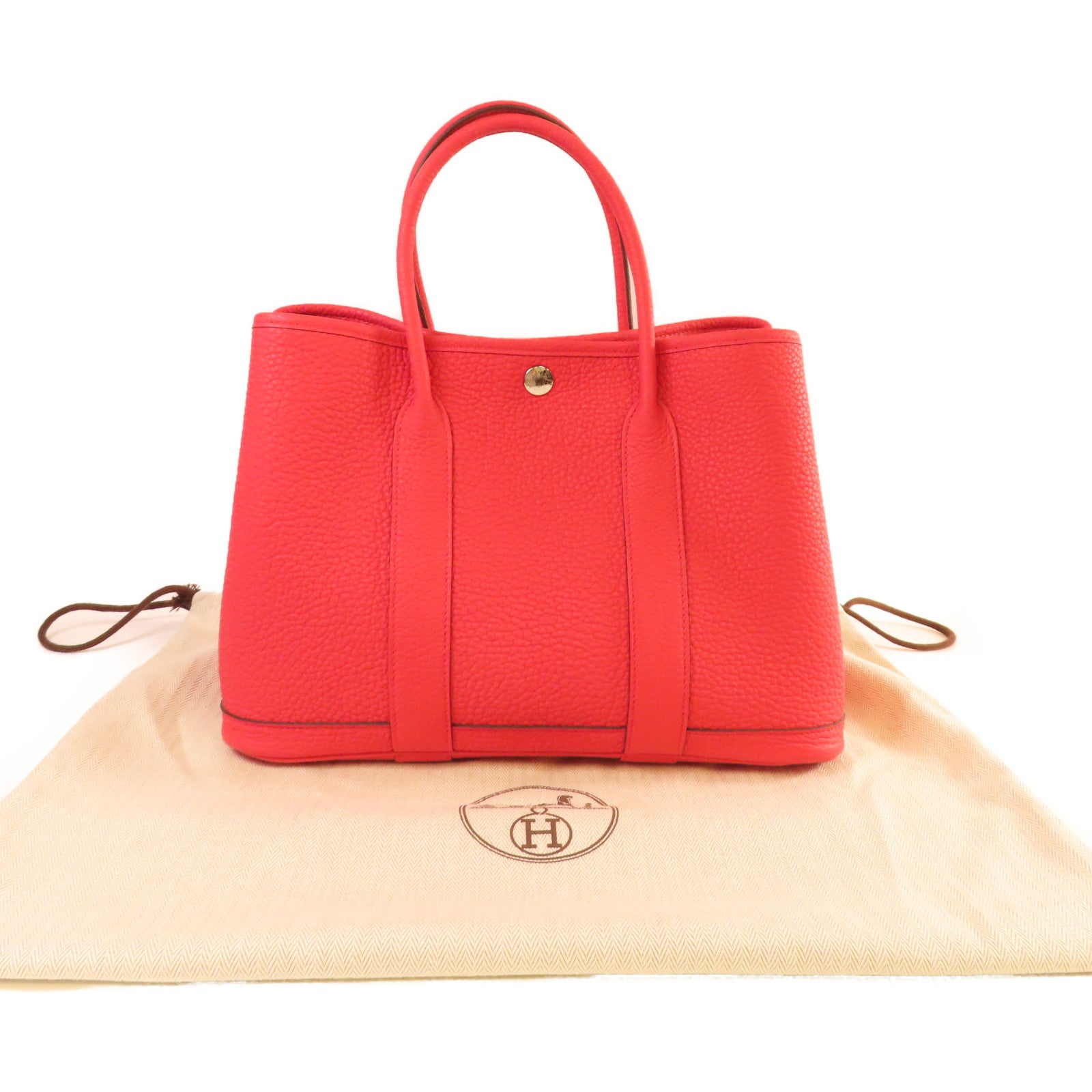 HERMES Negonda皮革Garden Party TPM Tote Bag銀扣手挽袋紅色