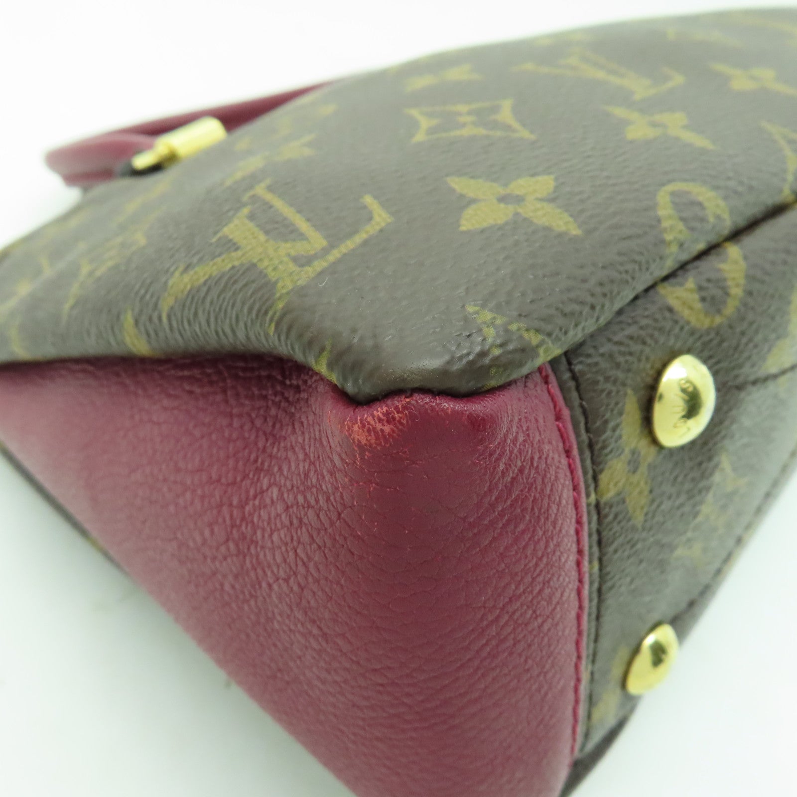 LOUIS VUITTON Monogram Pallas BB金扣手挽肩背兩用袋啡色/紫色