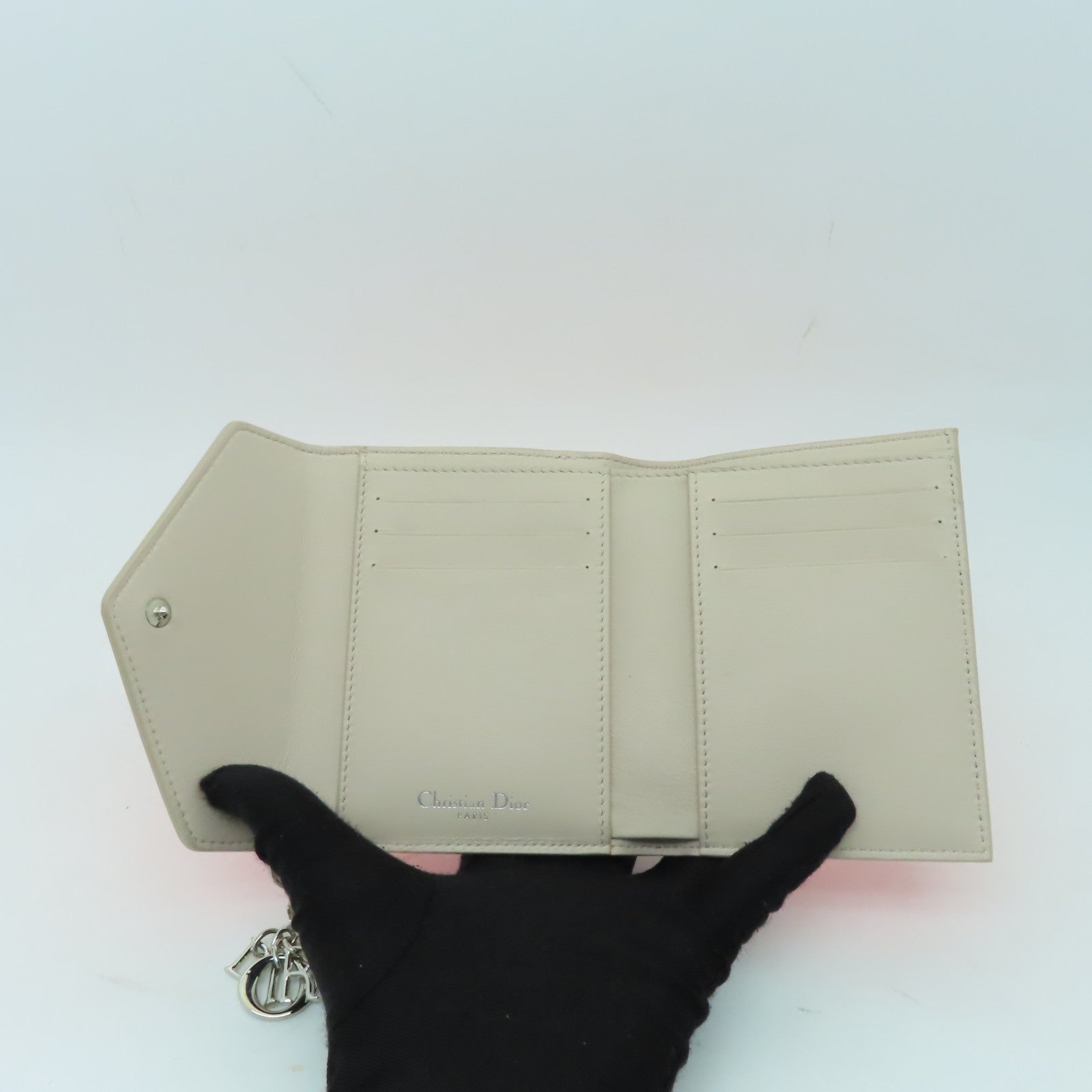 Dior 牛皮皮革Wallet銀扣錢包橙色/灰色