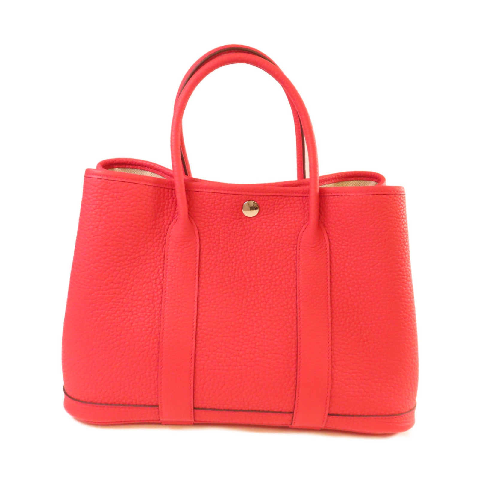 HERMES Negonda皮革Garden Party TPM Tote Bag銀扣手挽袋紅色