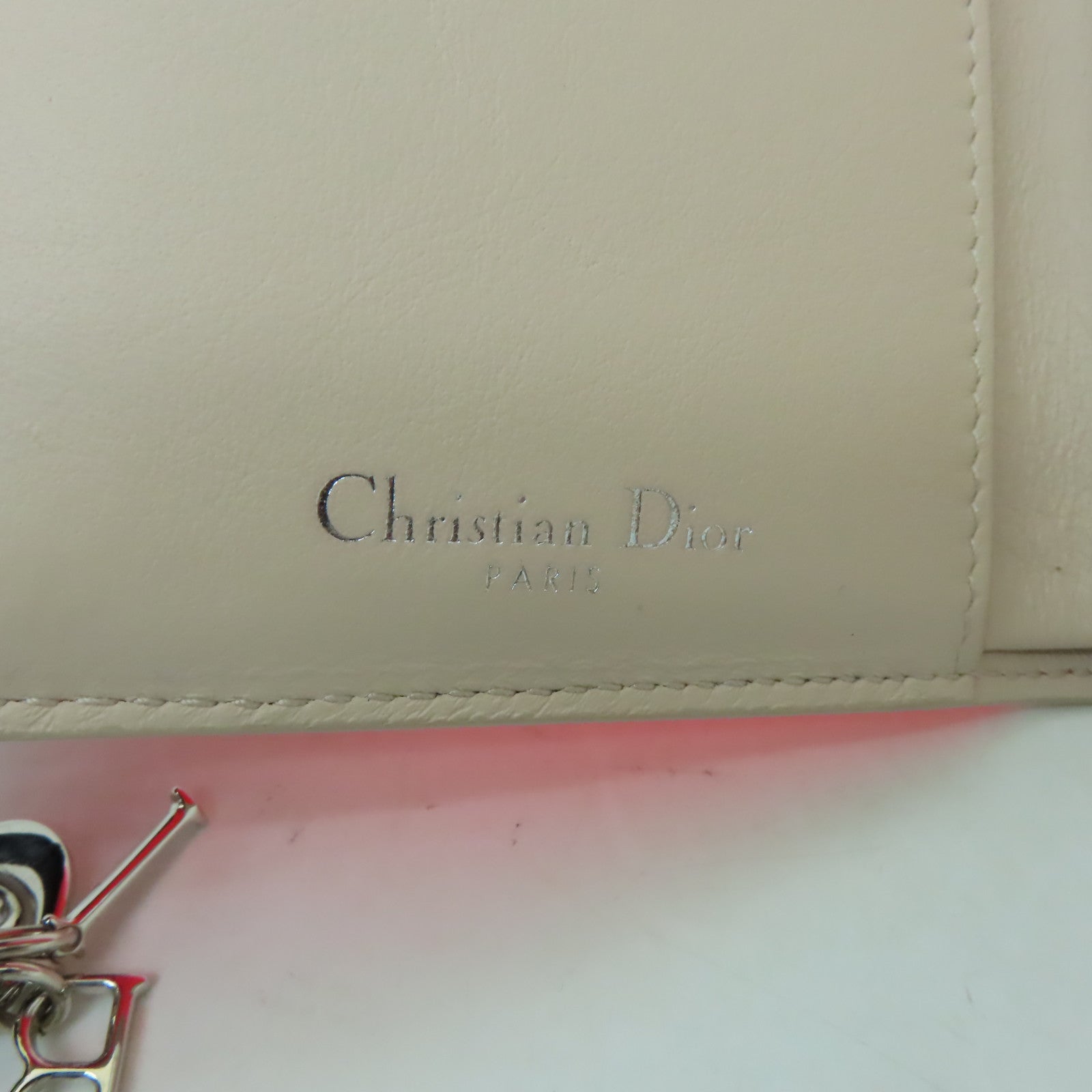 Dior 牛皮皮革Wallet銀扣錢包橙色/灰色