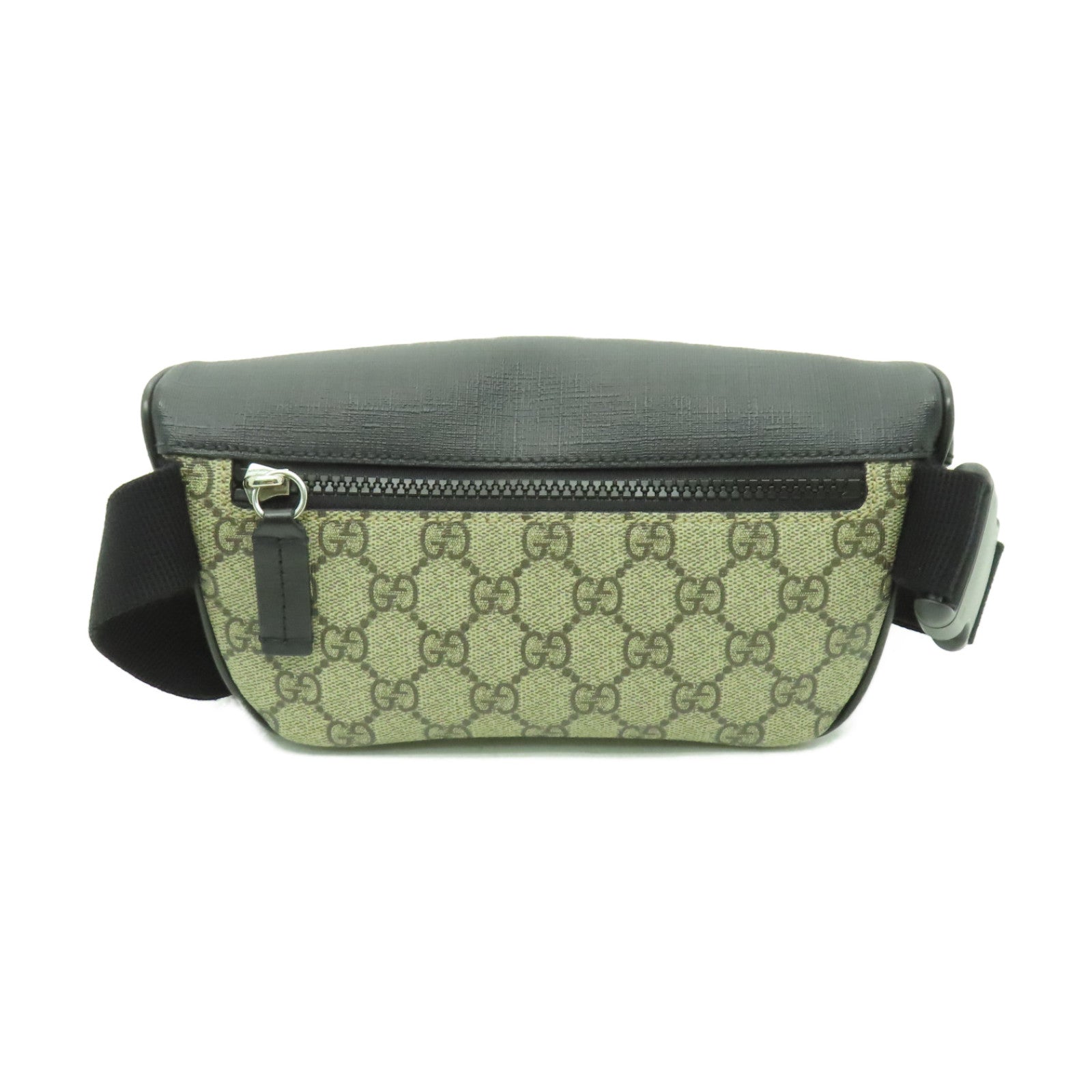 GUCCI 塗層帆布Eden Belt Bag銀扣腰包黒色/棕色