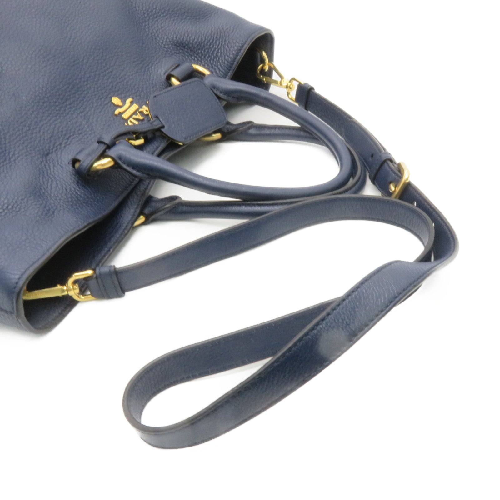 PRADA 牛皮皮革2Way Shoulder Bag手挽肩背兩用袋藍色