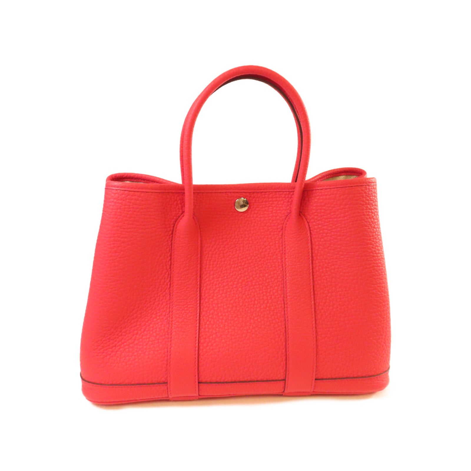 HERMES Negonda皮革Garden Party TPM Tote Bag銀扣手挽袋紅色